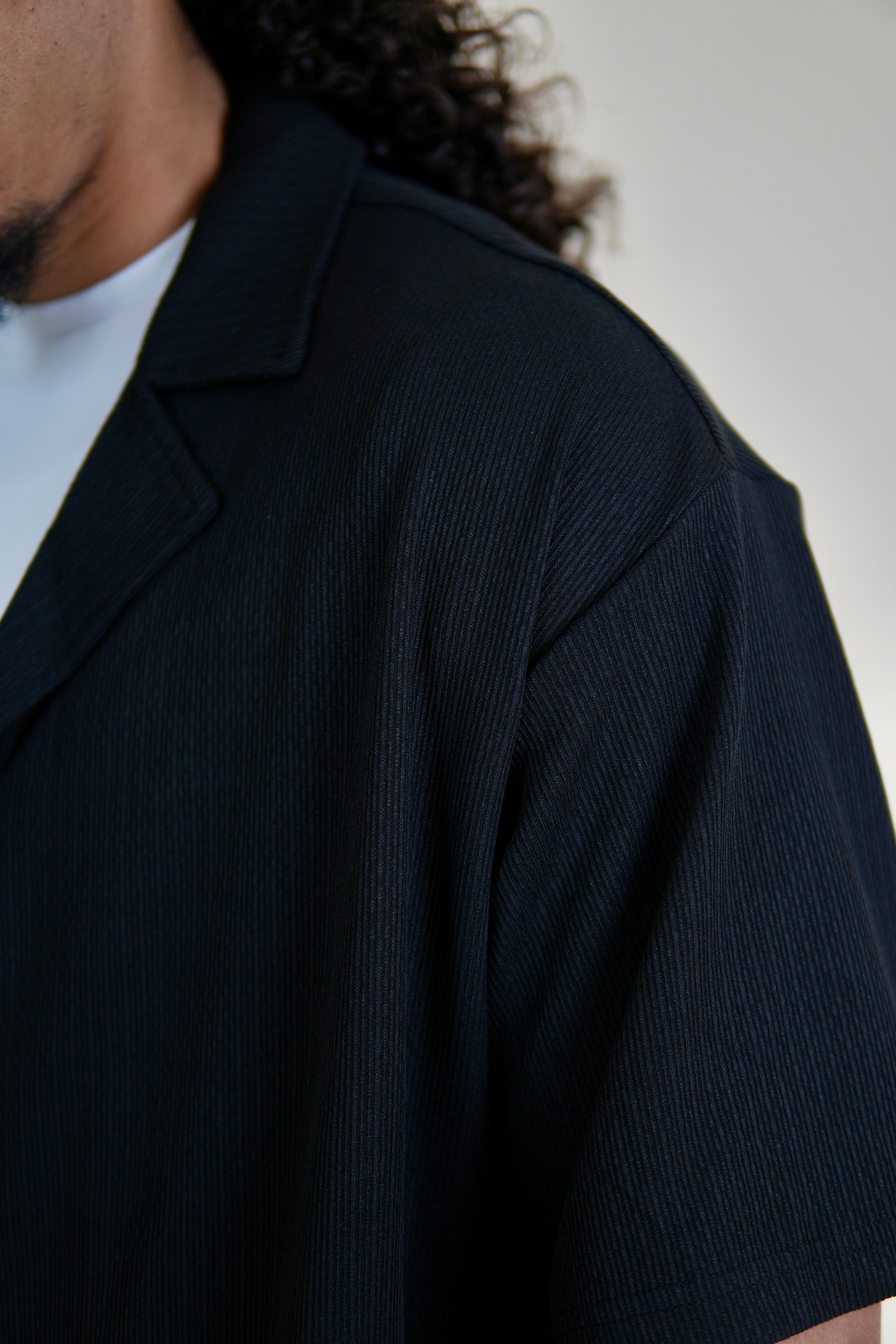 Men's Black Rivieria Relaxed Open Shirt