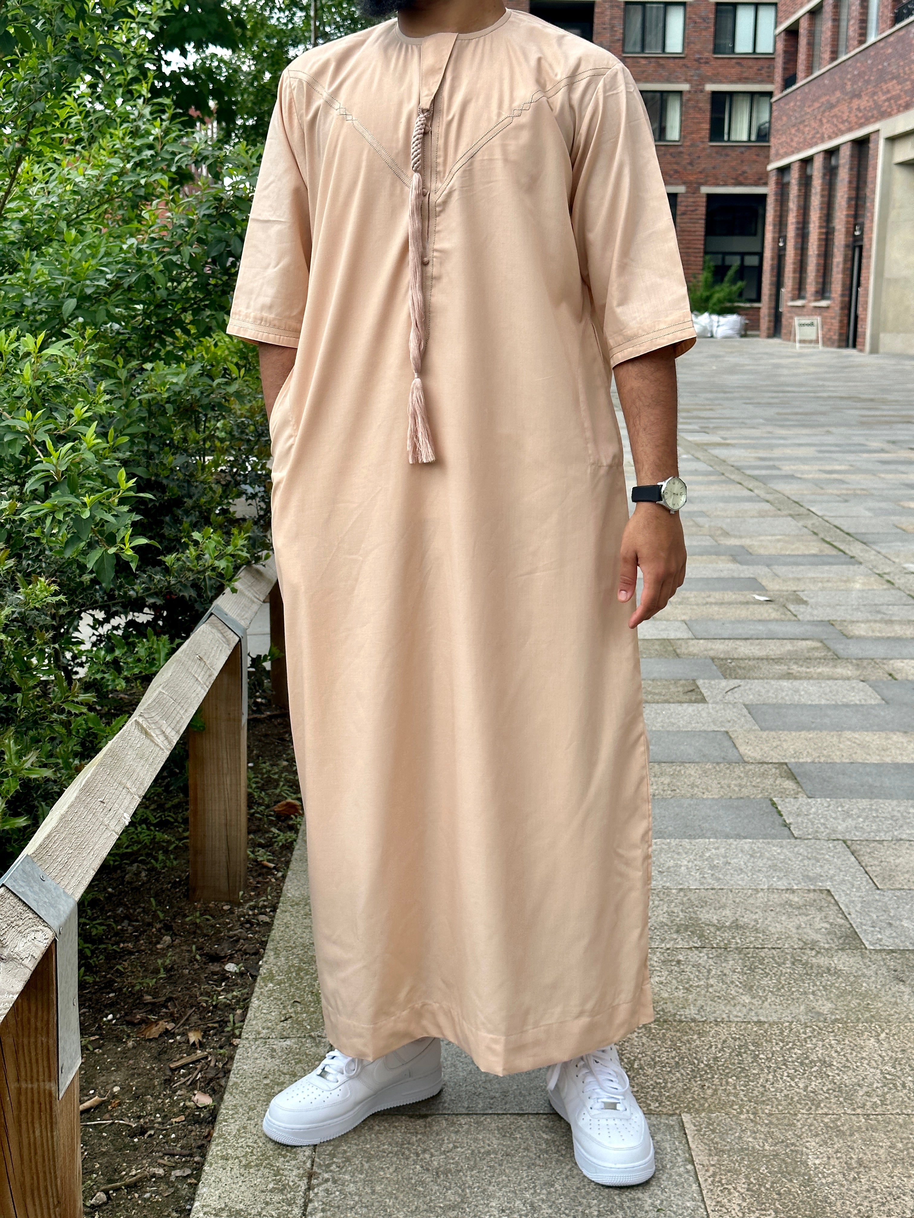 Peach Half-Sleeve Emirati Thobe