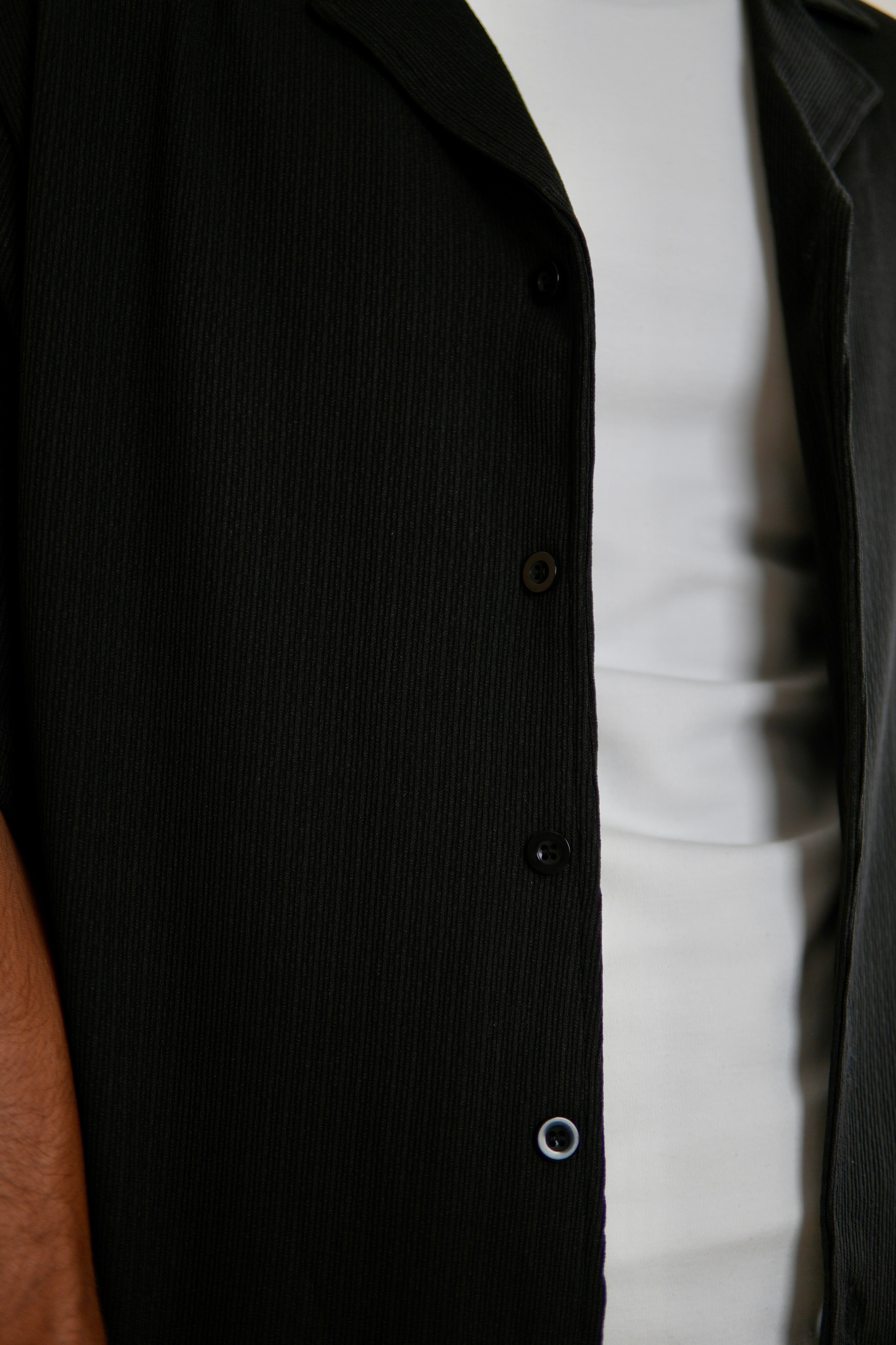 Men's Black Rivieria Relaxed Open Shirt