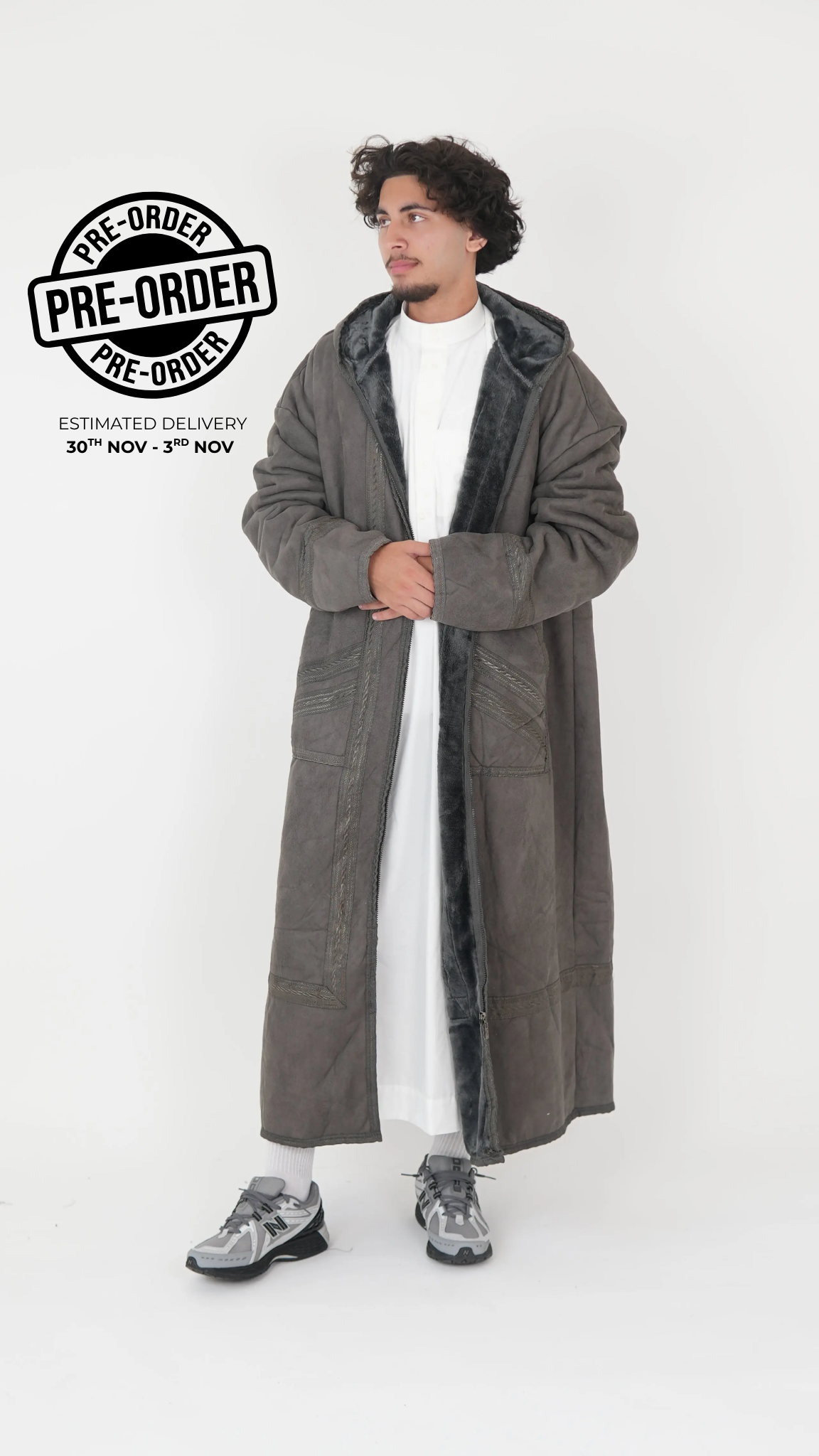 Men’s Grey Farwa Coat - PRE ORDER