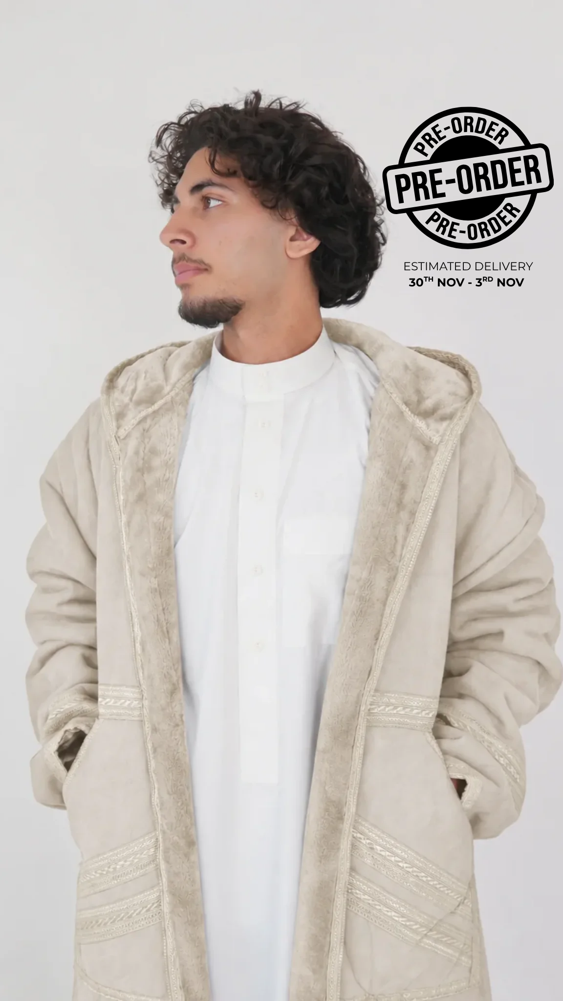 Men’s Beige Farwa Coat - PRE ORDER
