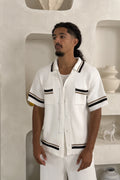 Crochet Knit Button Through Shirt - White front view – From #1 Shop YAZIR – YAZIRCO