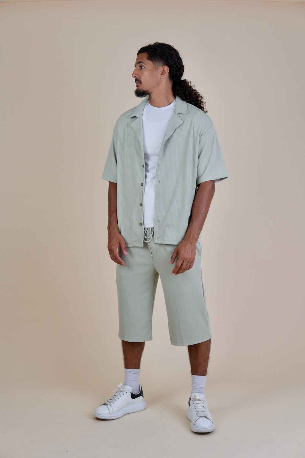 Men's Sage Green Rivieria Relaxed Open Shirt