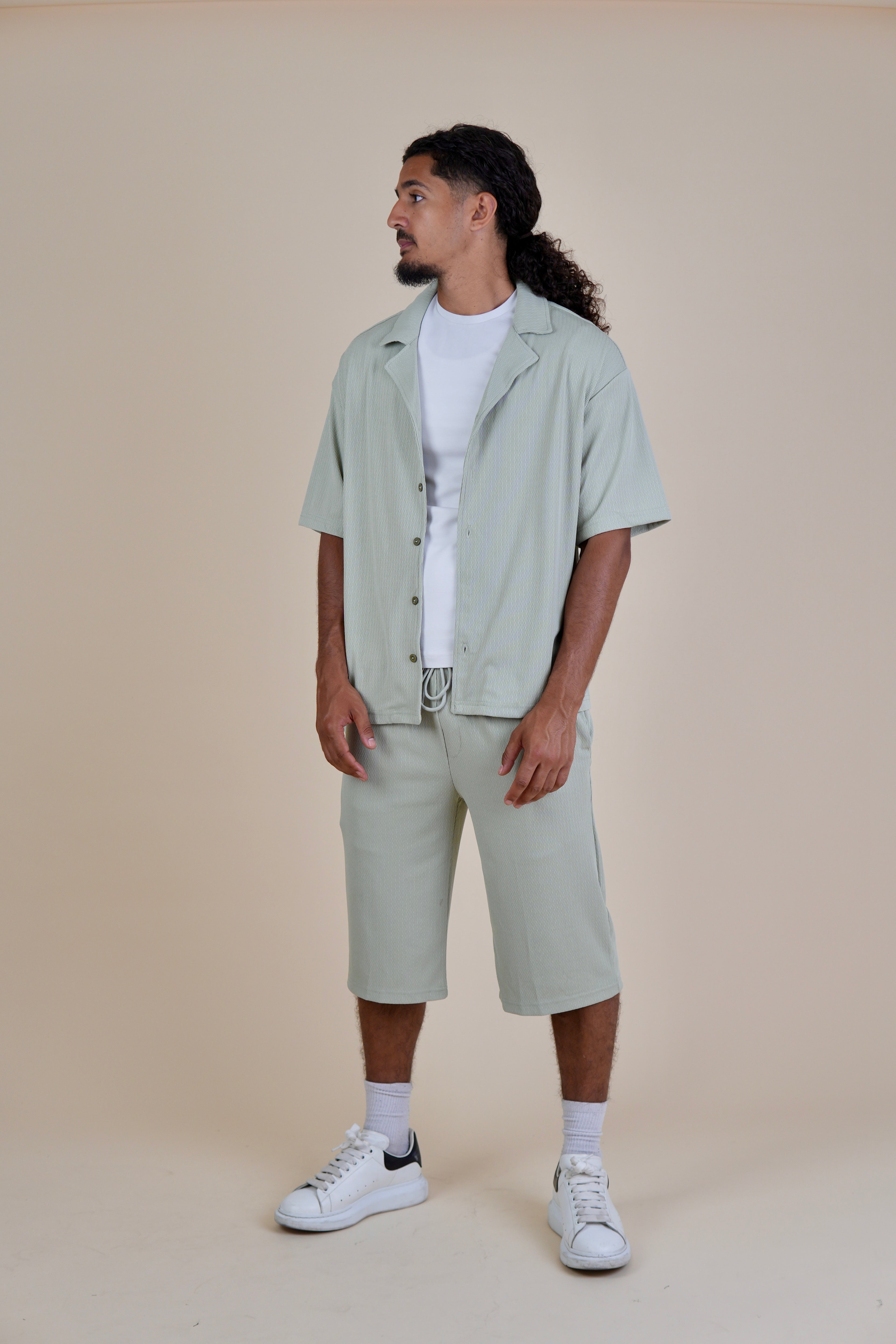 Men's Sage Green Rivieria Relaxed Open Shirt