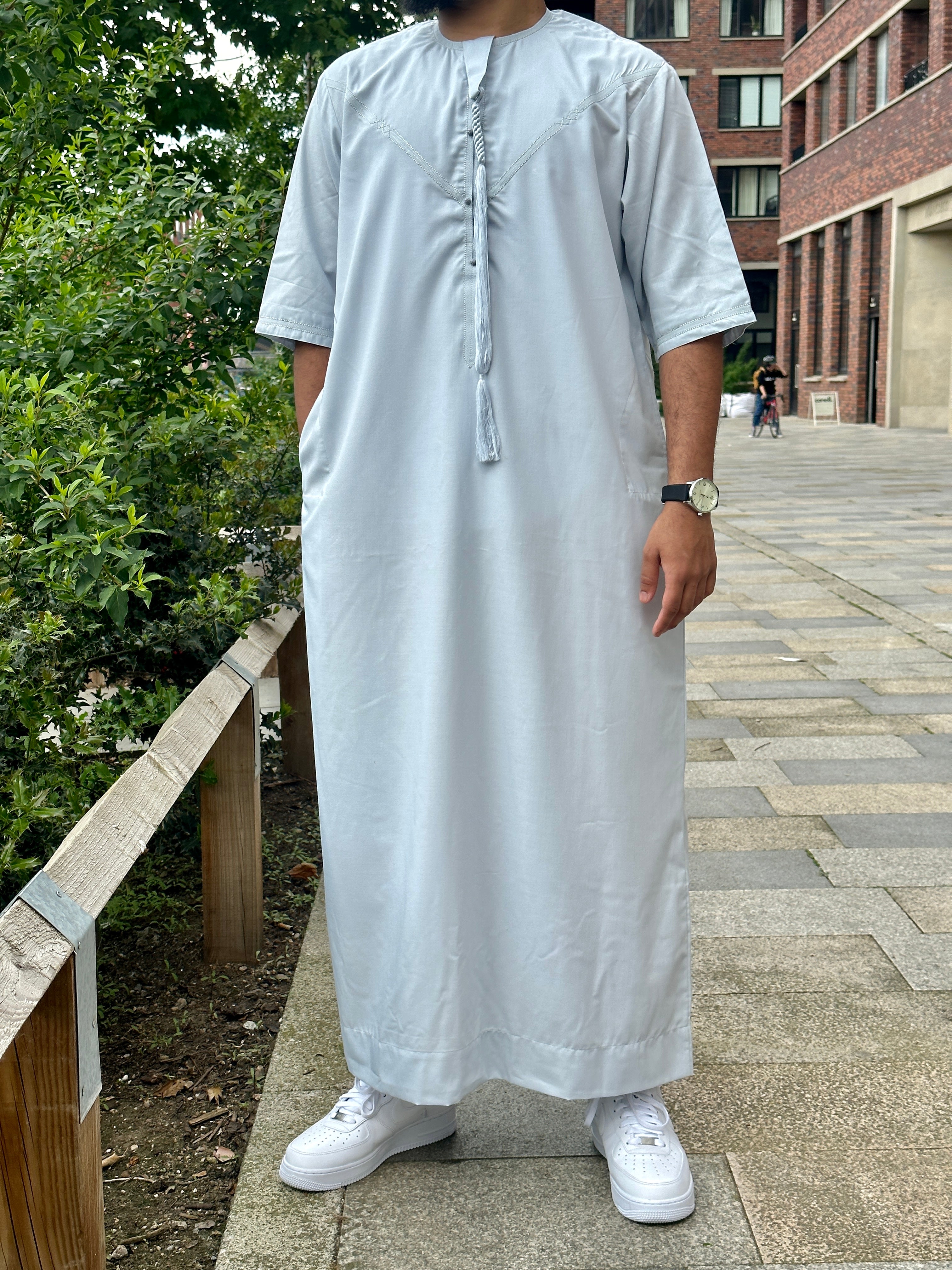 Baby Blue Half-Sleeve Emirati Thobe