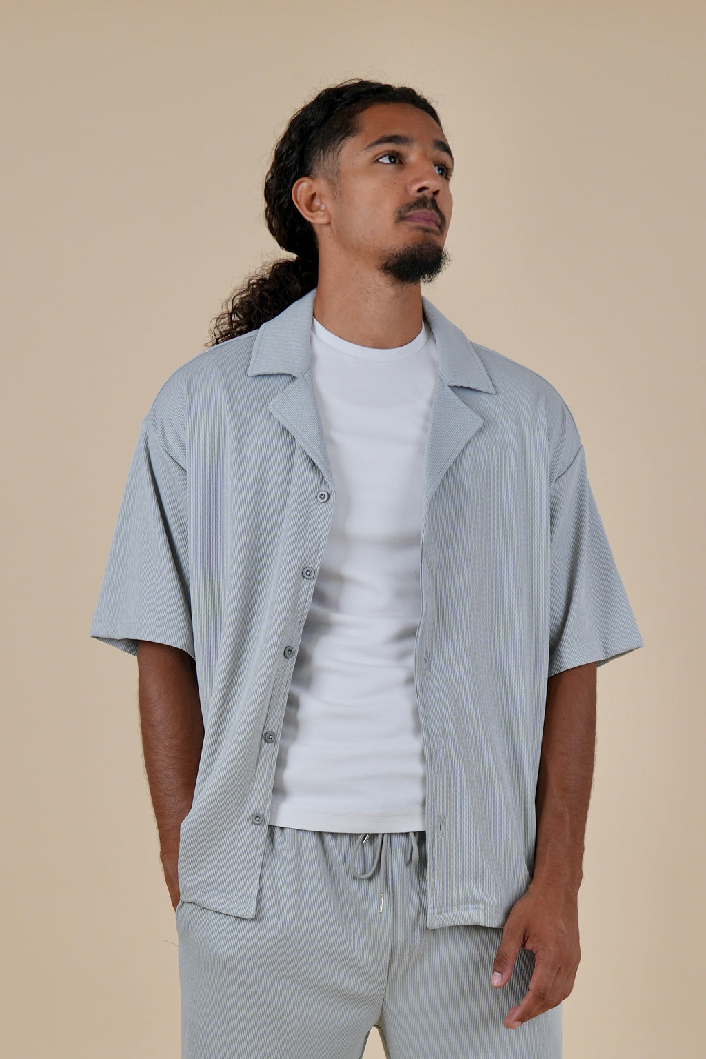 Men's Grey Rivieria Relaxed Open Shirt