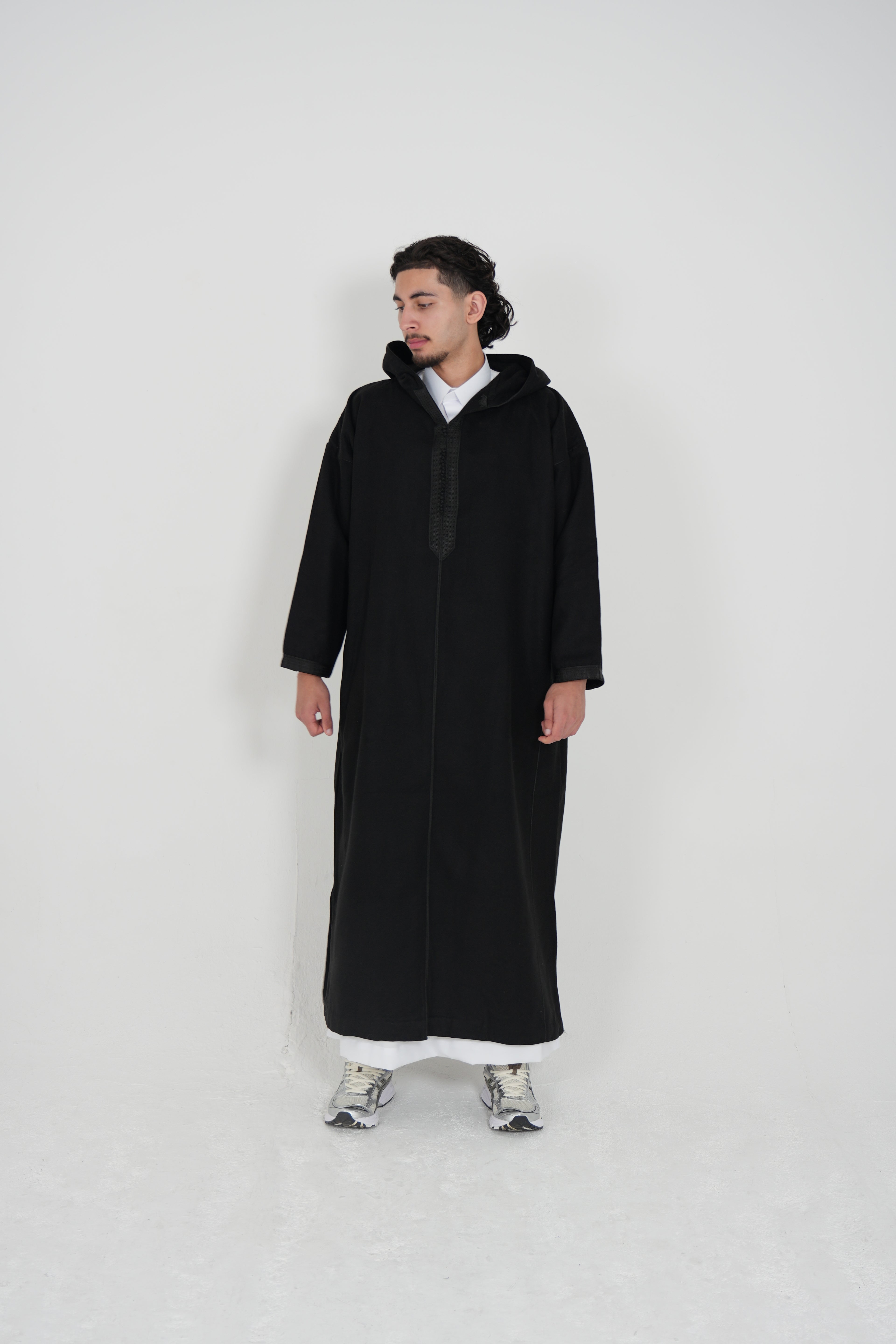 Black Moroccan Winter Djellaba Thobe - YAZIR
