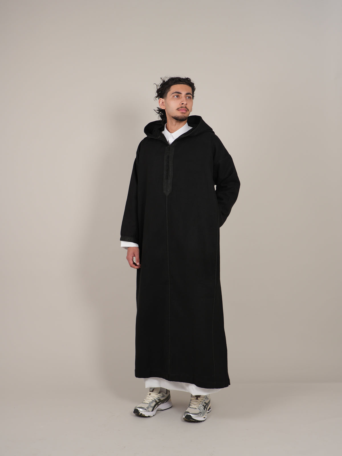 Black Moroccan Winter Djellaba Thobe - YAZIR