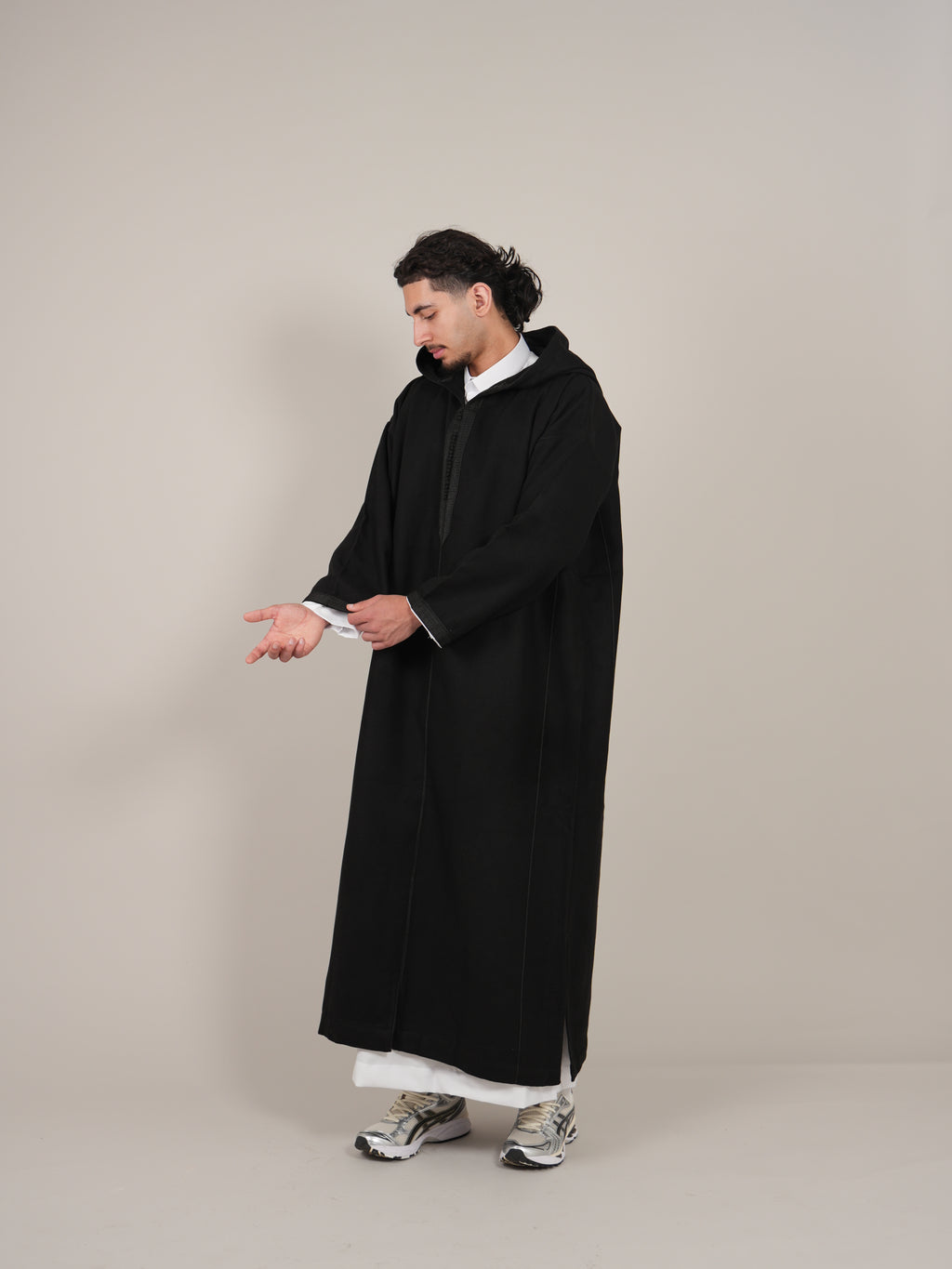 Black Moroccan Winter Djellaba Thobe - YAZIR