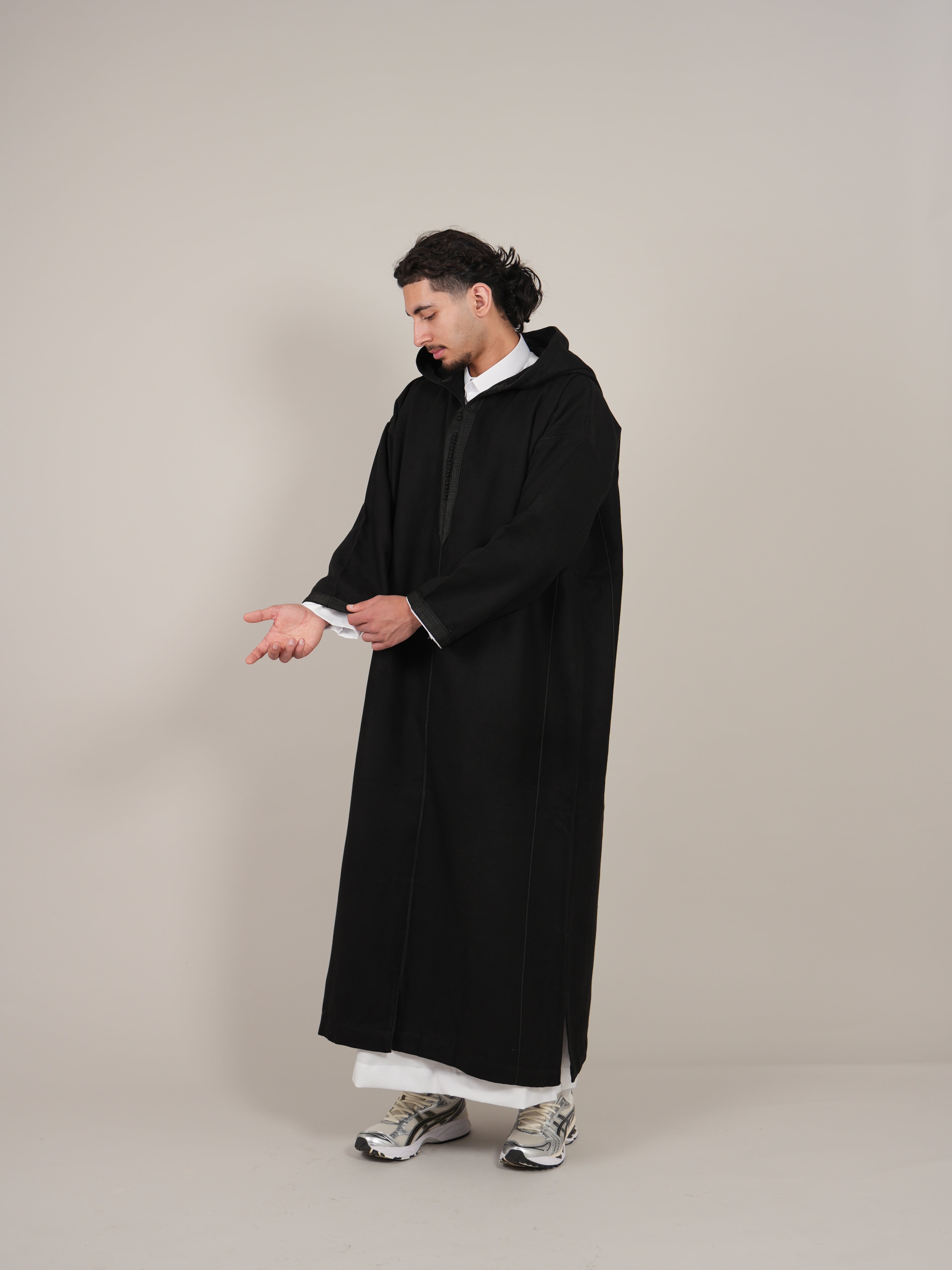 Black Moroccan Winter Djellaba Thobe - YAZIR