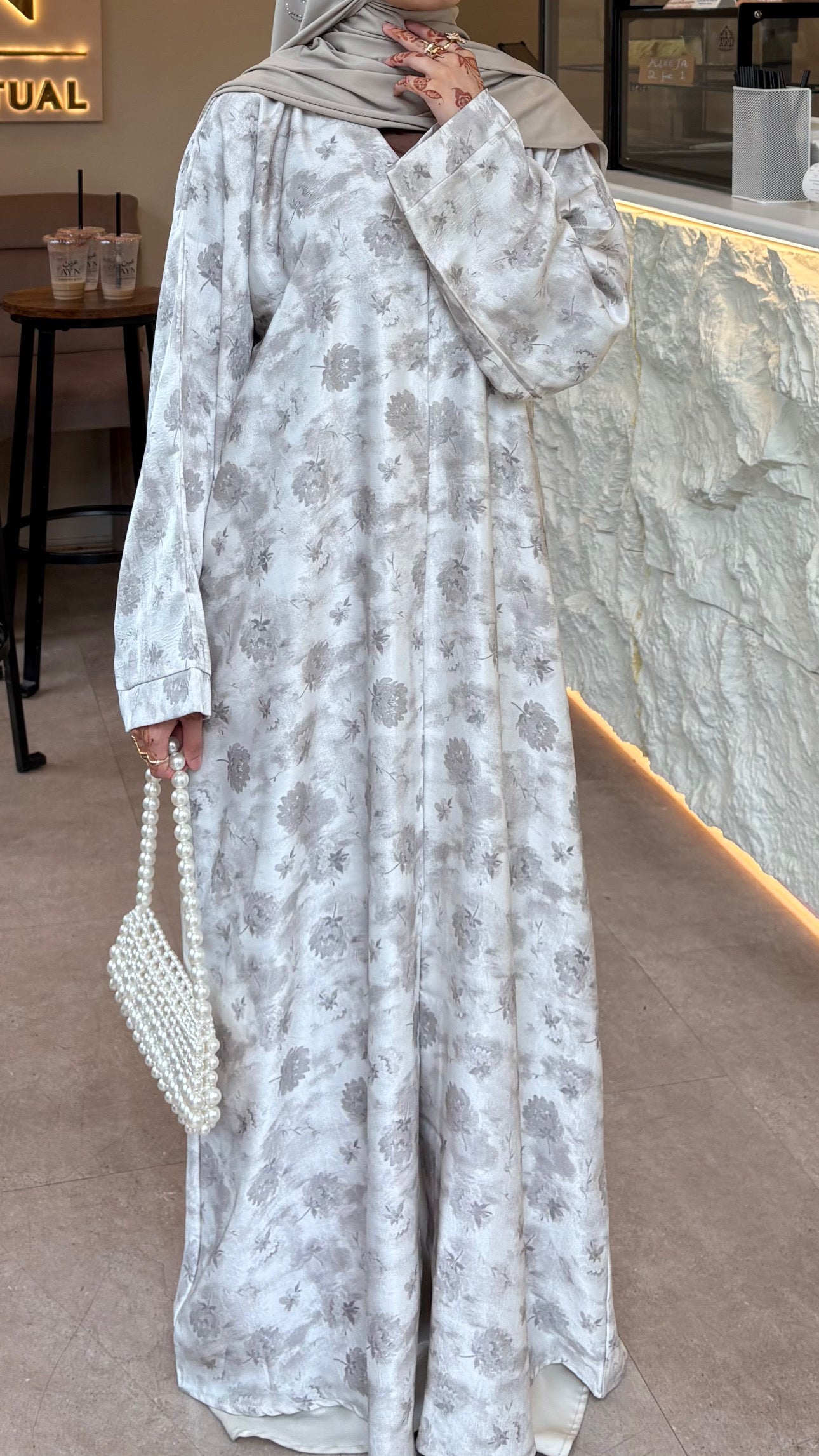 Ivana White Mukka Petal Abaya