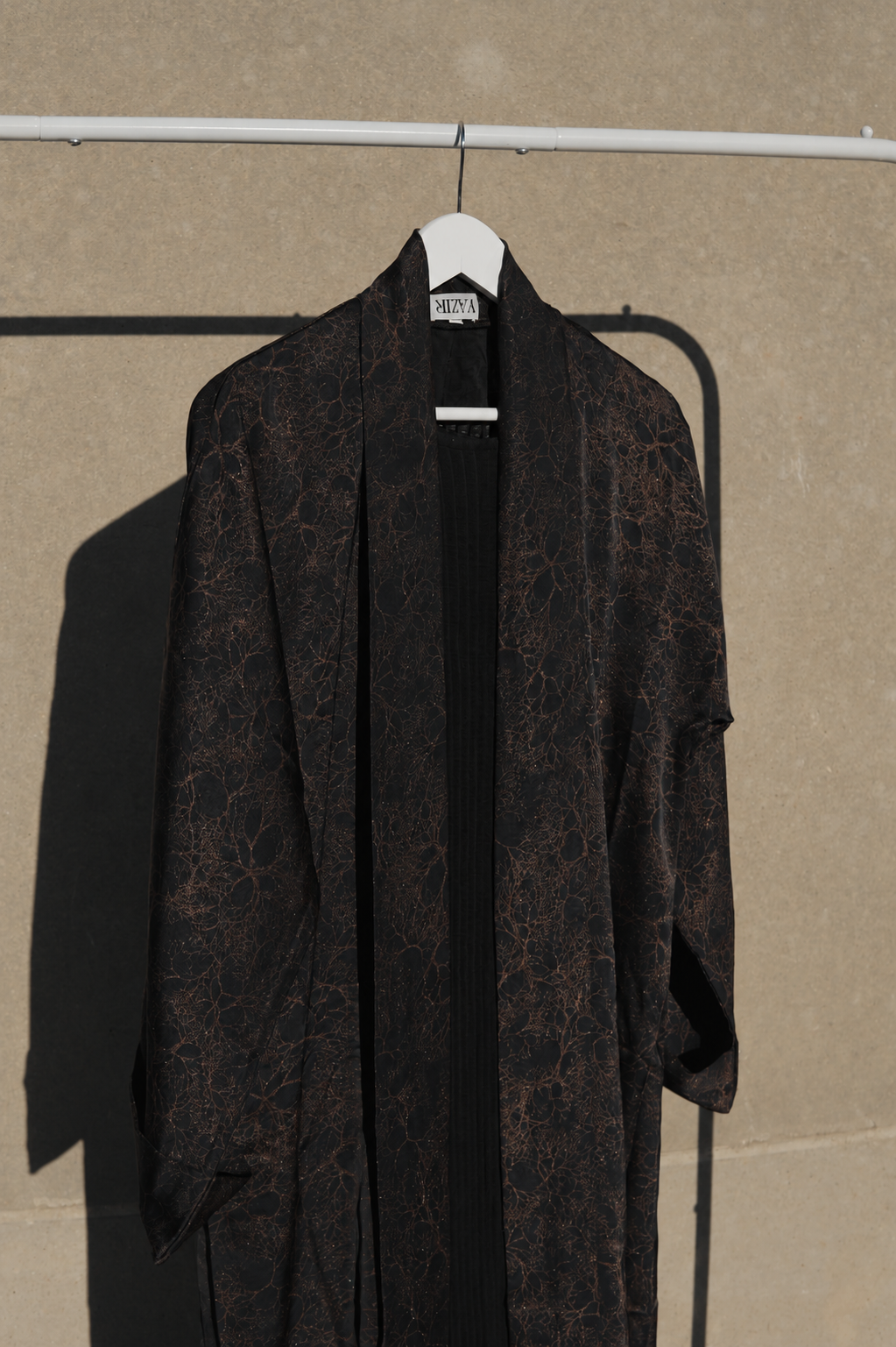 Nayra Print Abaya 4 Piece Set – Black Abaya with Hijab, Slip Dress & Rope