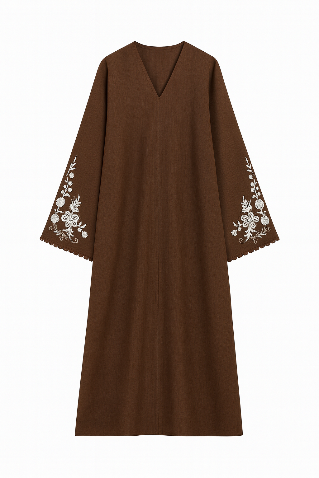 Brown Linen Open Abaya + Hijab