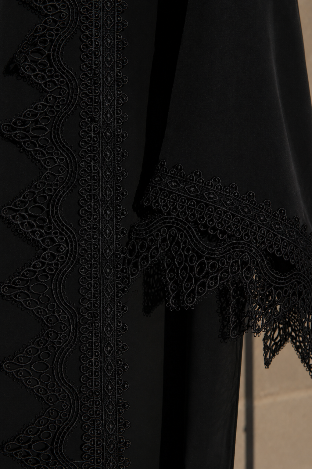 Sereen Lace Abaya 4 Piece Set – Black Modest Abaya with Hijab, Slip Dress & Robe