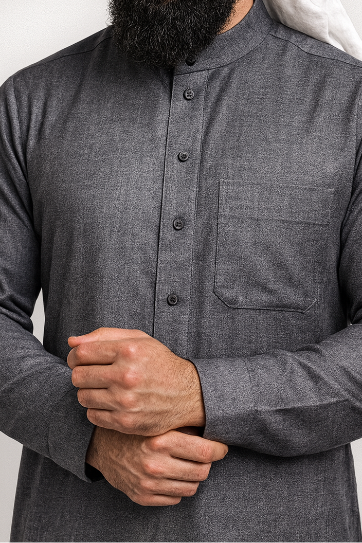 Premium Ash Thobe – Saudi Style Men’s Long Sleeve Islamic Clothing