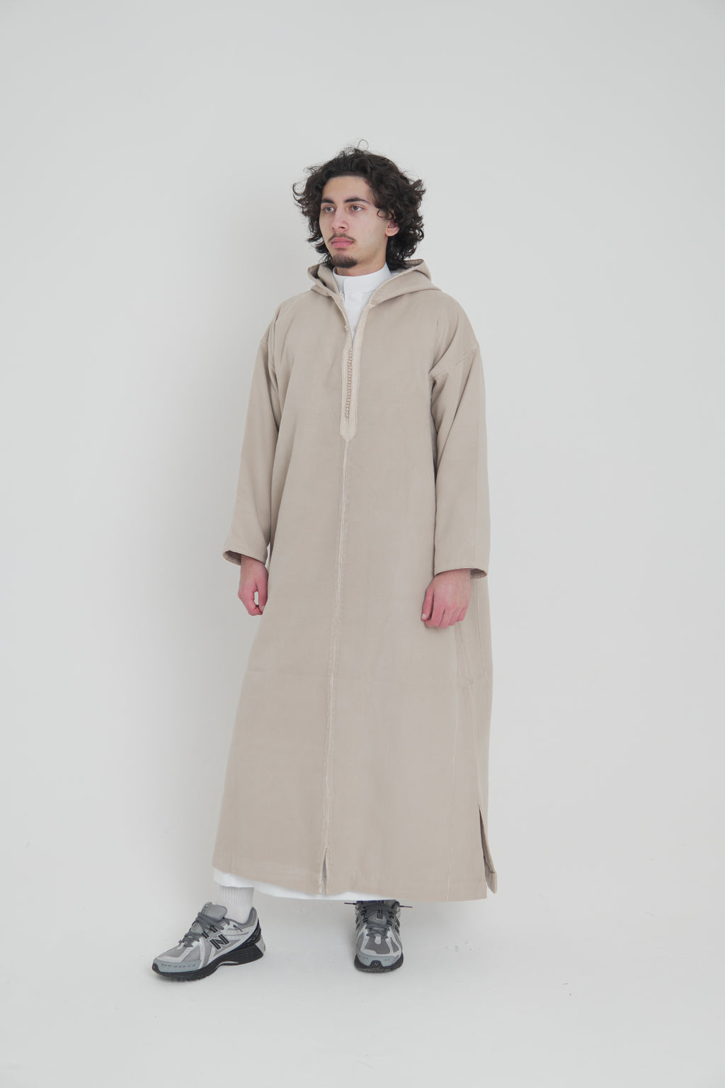 Men’s Honey Beige Moroccan Djellaba – Traditional Hooded Thobe