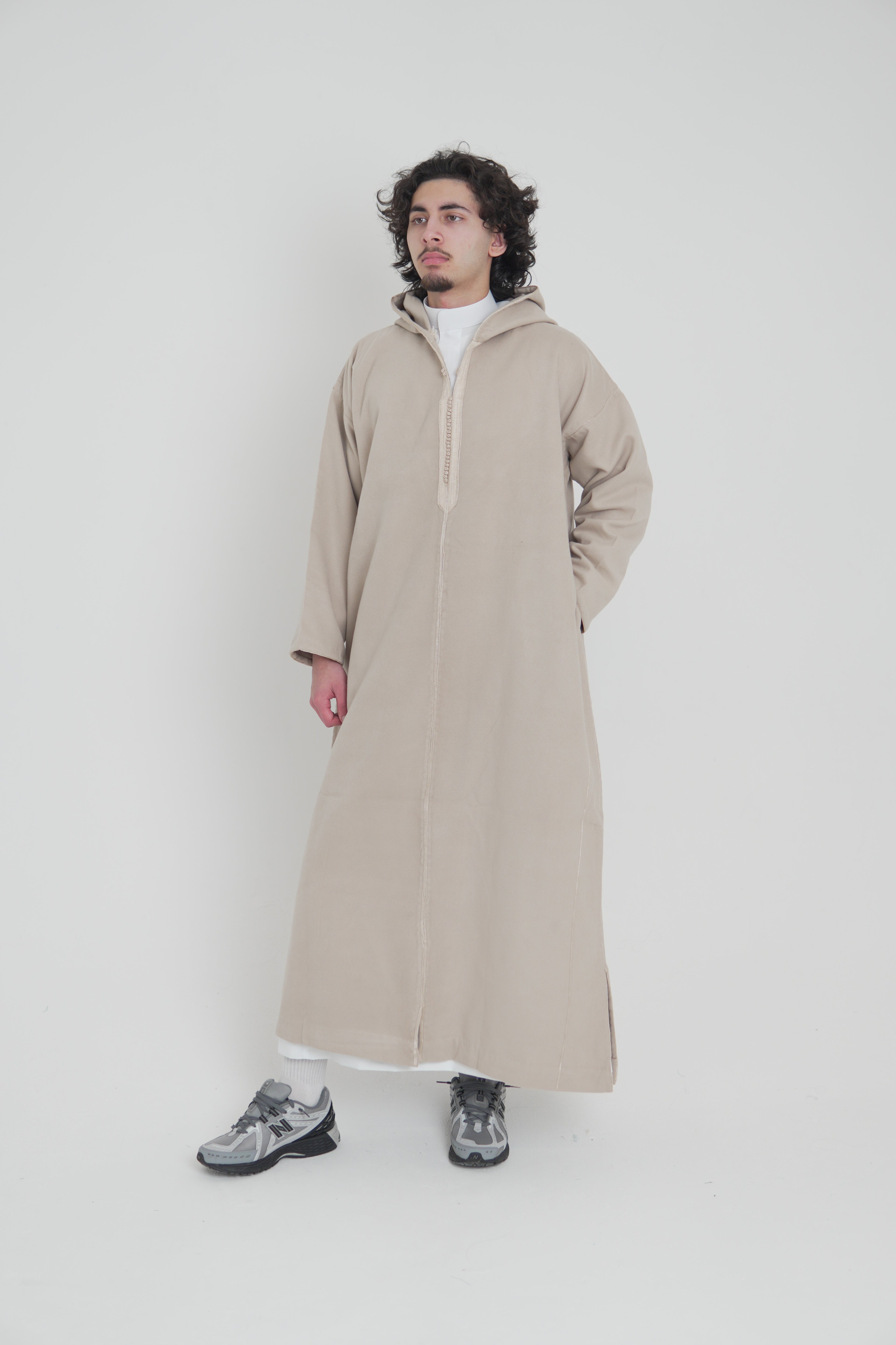 Men’s Honey Beige Moroccan Djellaba – Traditional Hooded Thobe