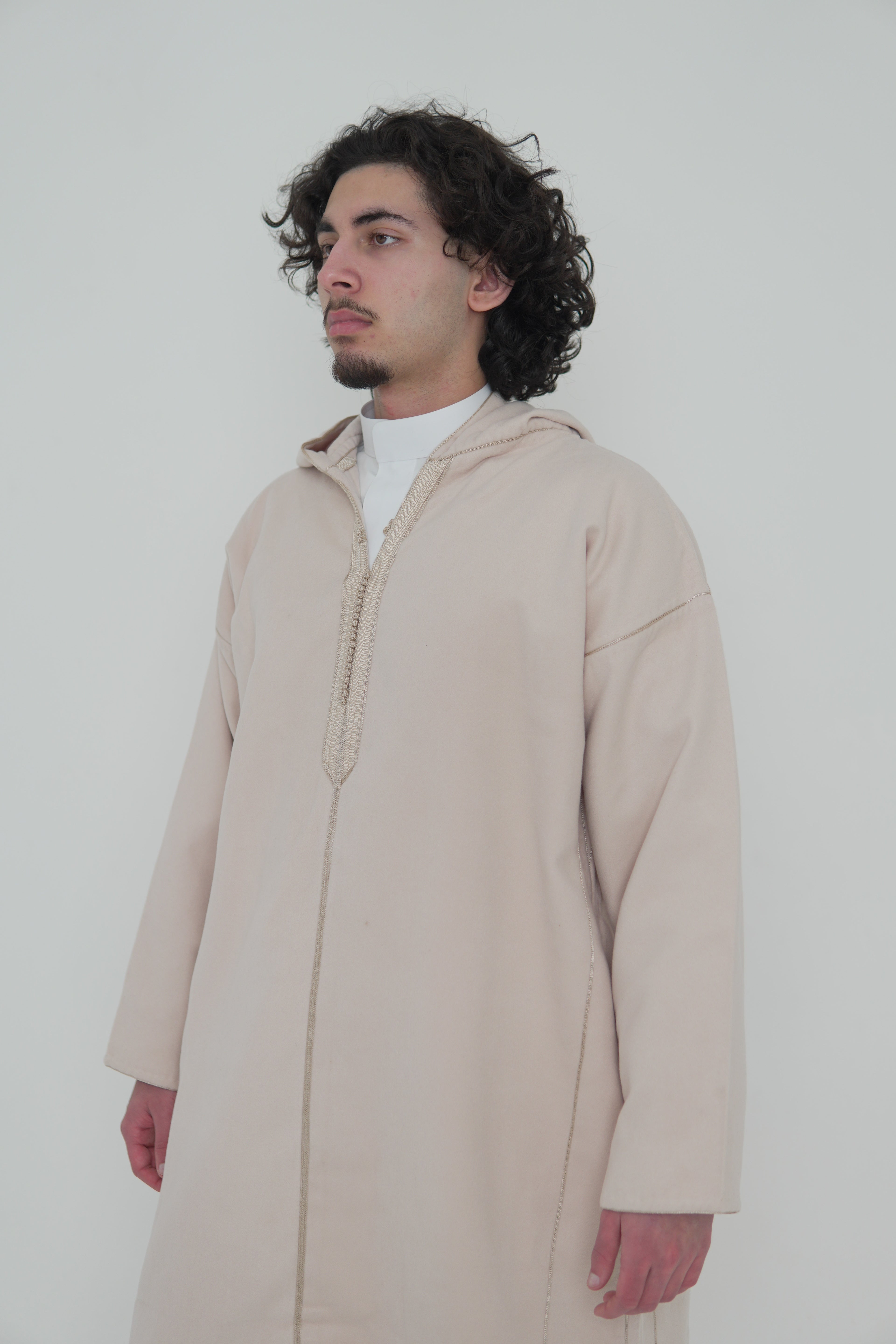 Men’s Cream Moroccan Djellaba – Traditional Hooded Thobe