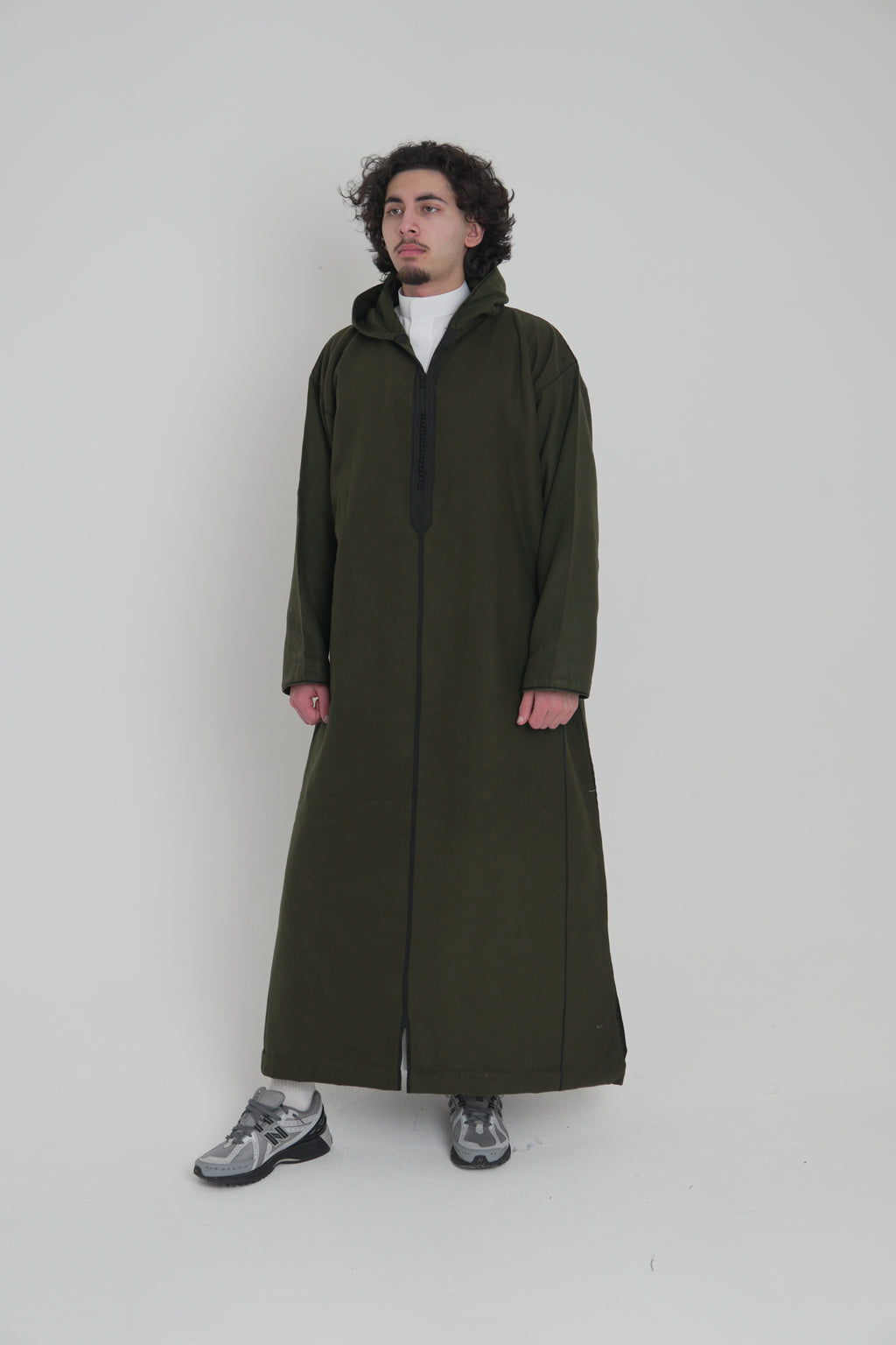 Men’s Khaki Moroccan Djellaba – Traditional Hooded Thobe