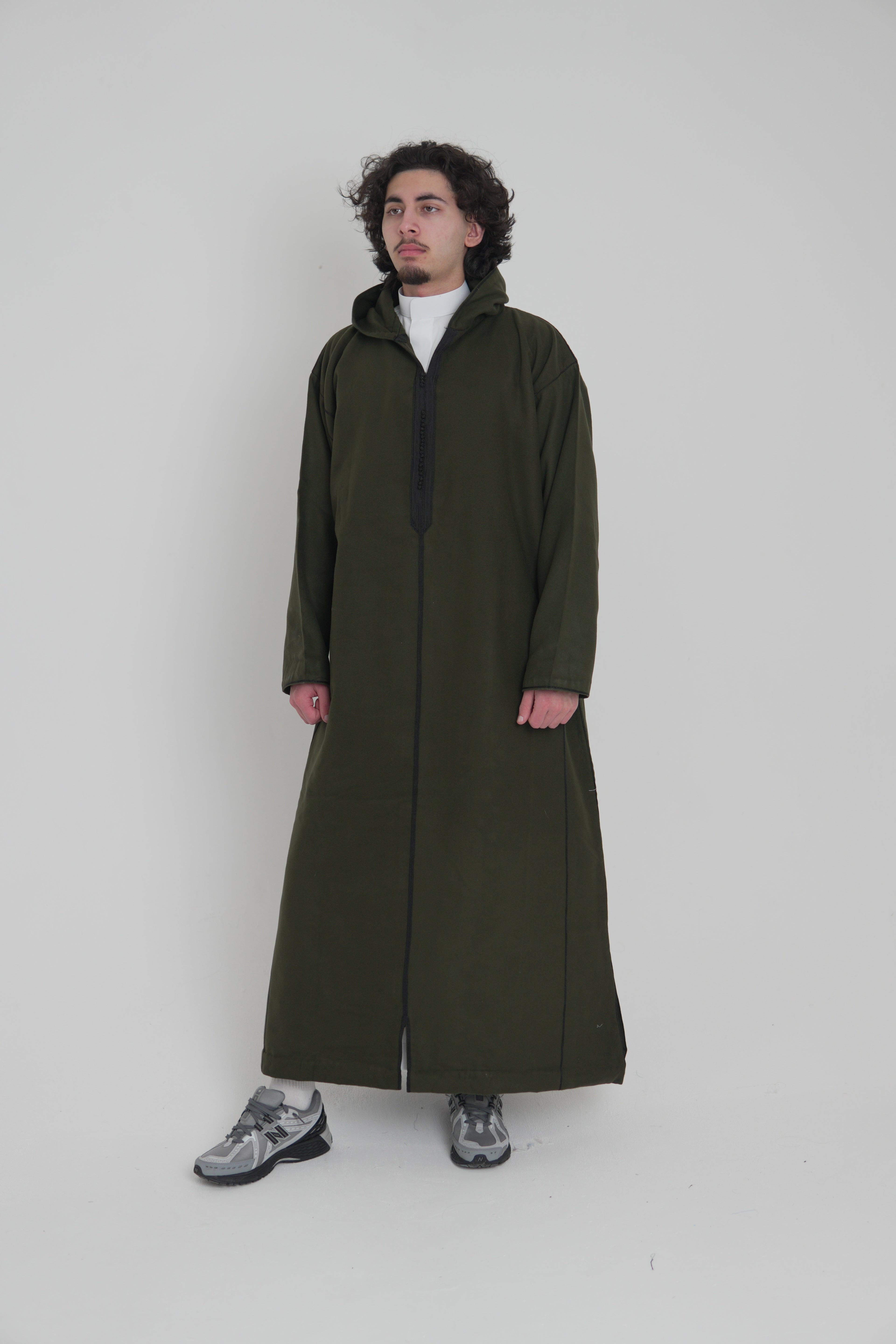 Men’s Khaki Moroccan Djellaba – Traditional Hooded Thobe