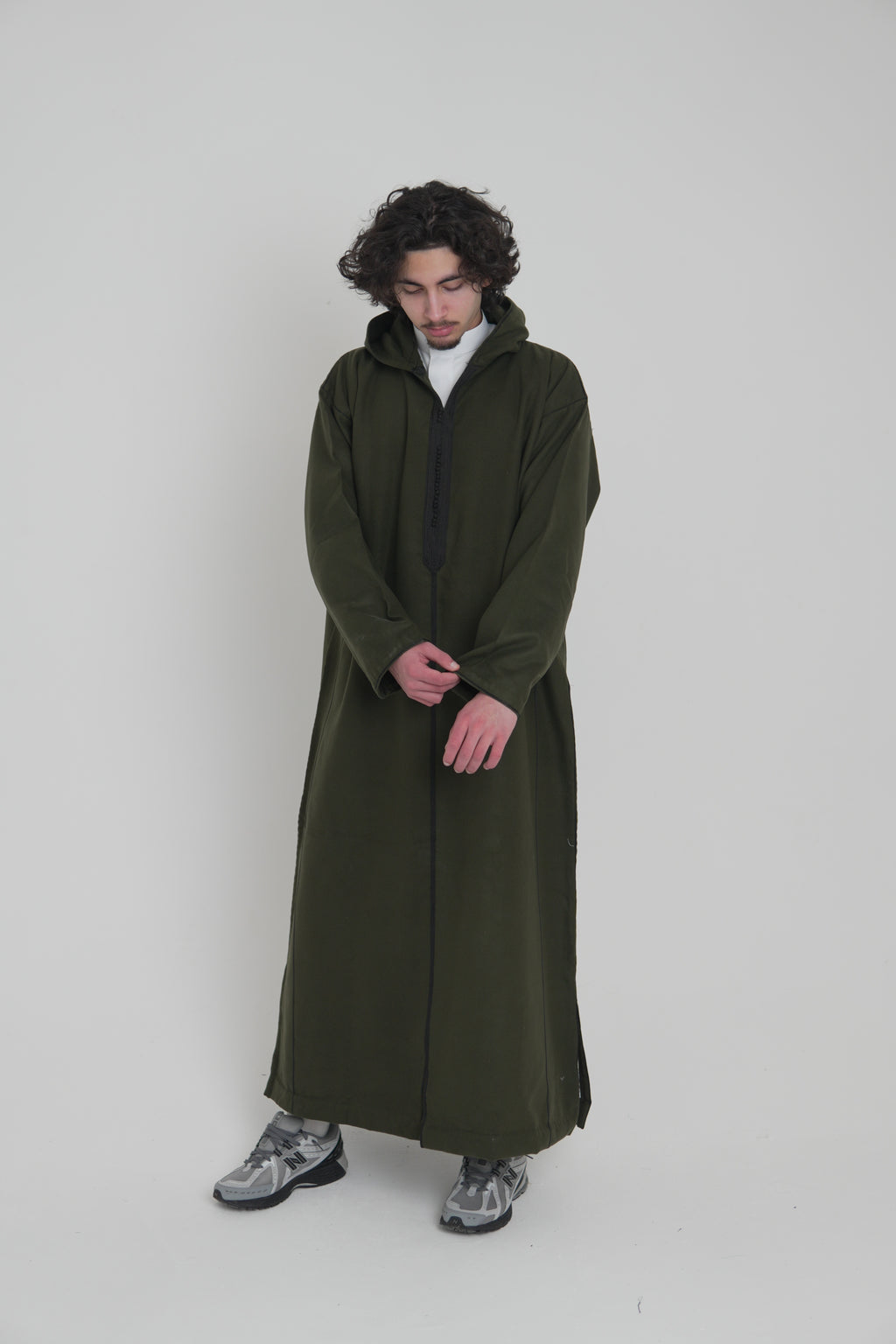 Men’s Khaki Moroccan Djellaba – Traditional Hooded Thobe