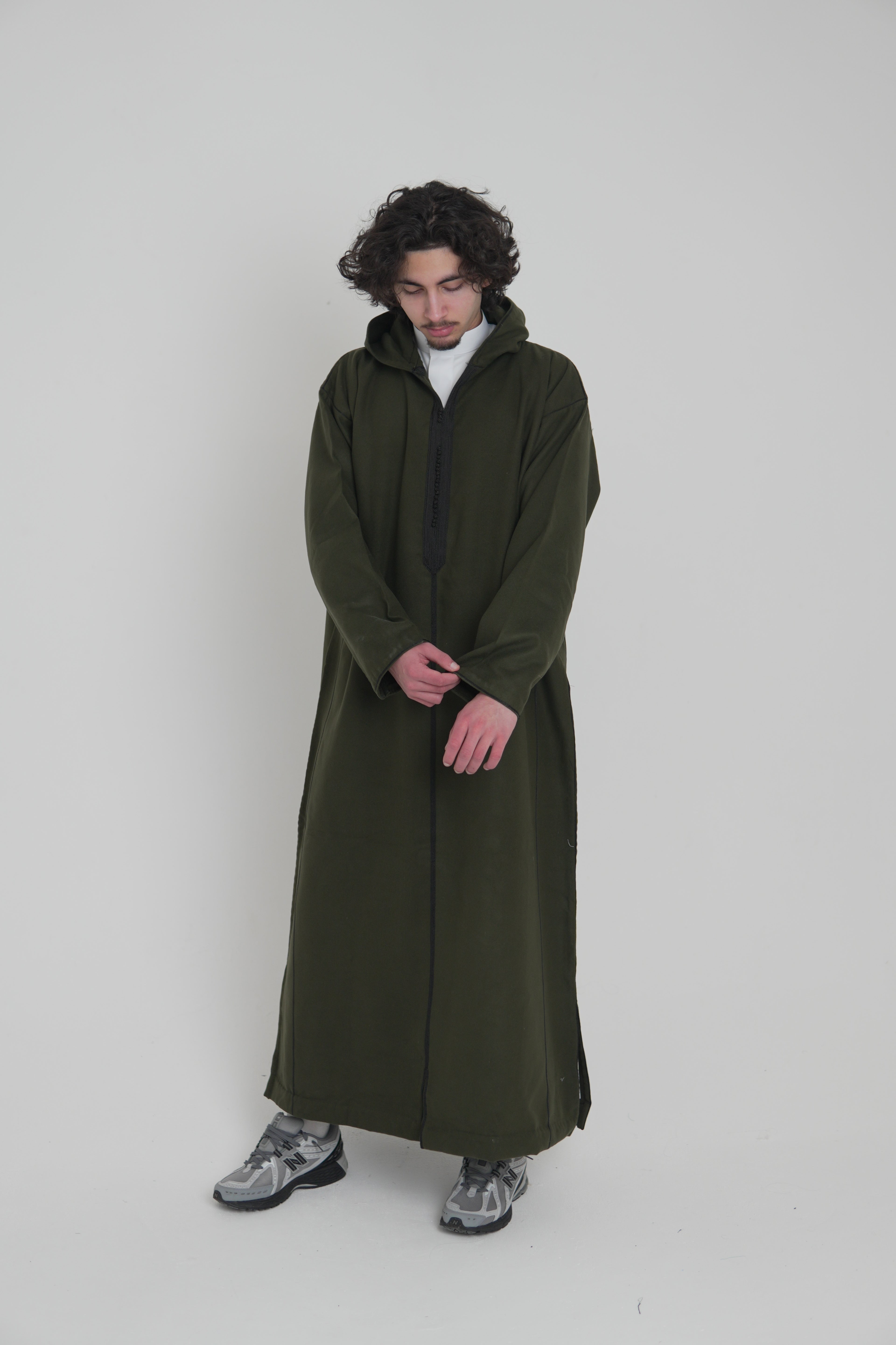 Men’s Khaki Moroccan Djellaba – Traditional Hooded Thobe