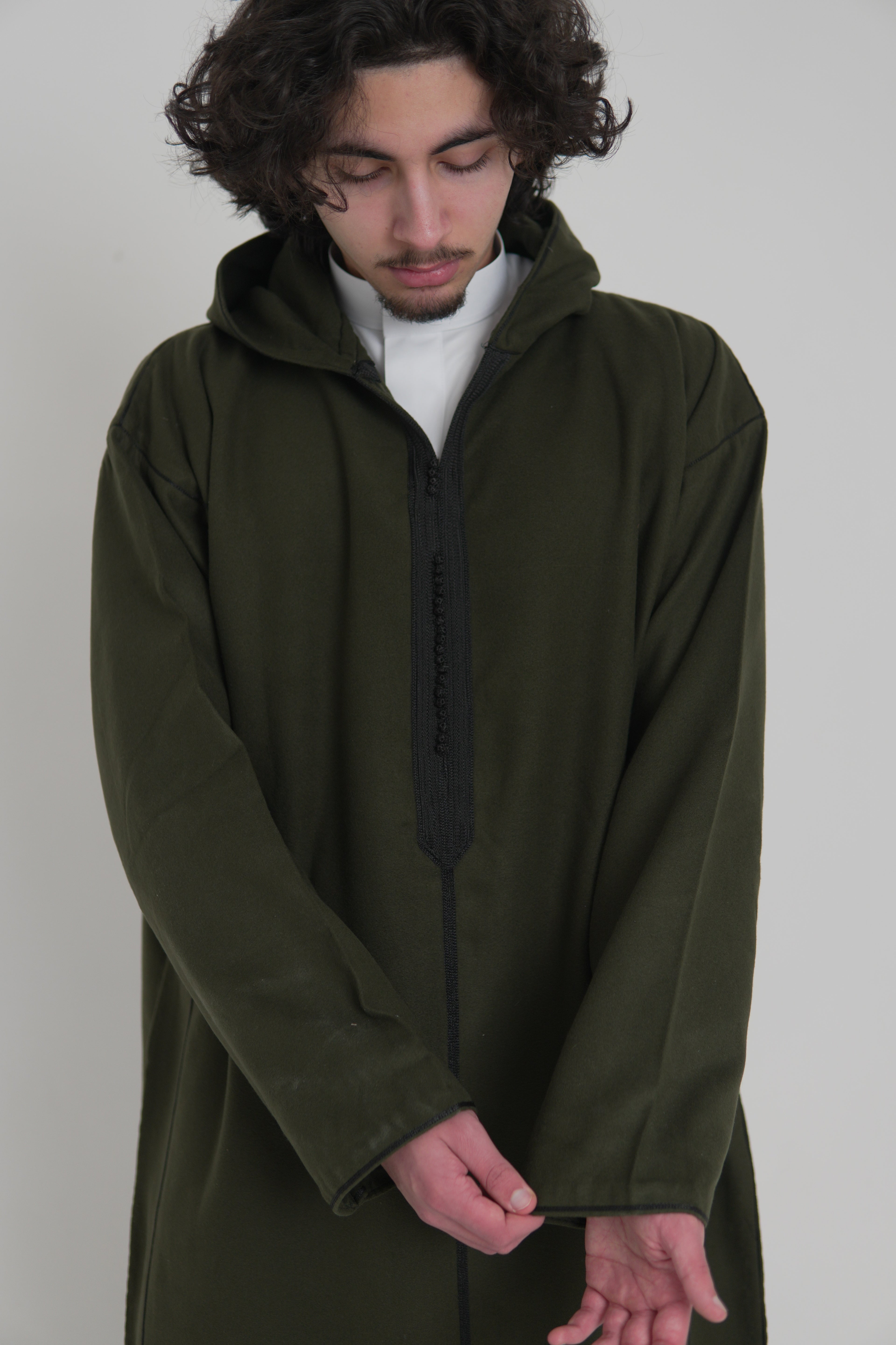 Men’s Khaki Moroccan Djellaba – Traditional Hooded Thobe