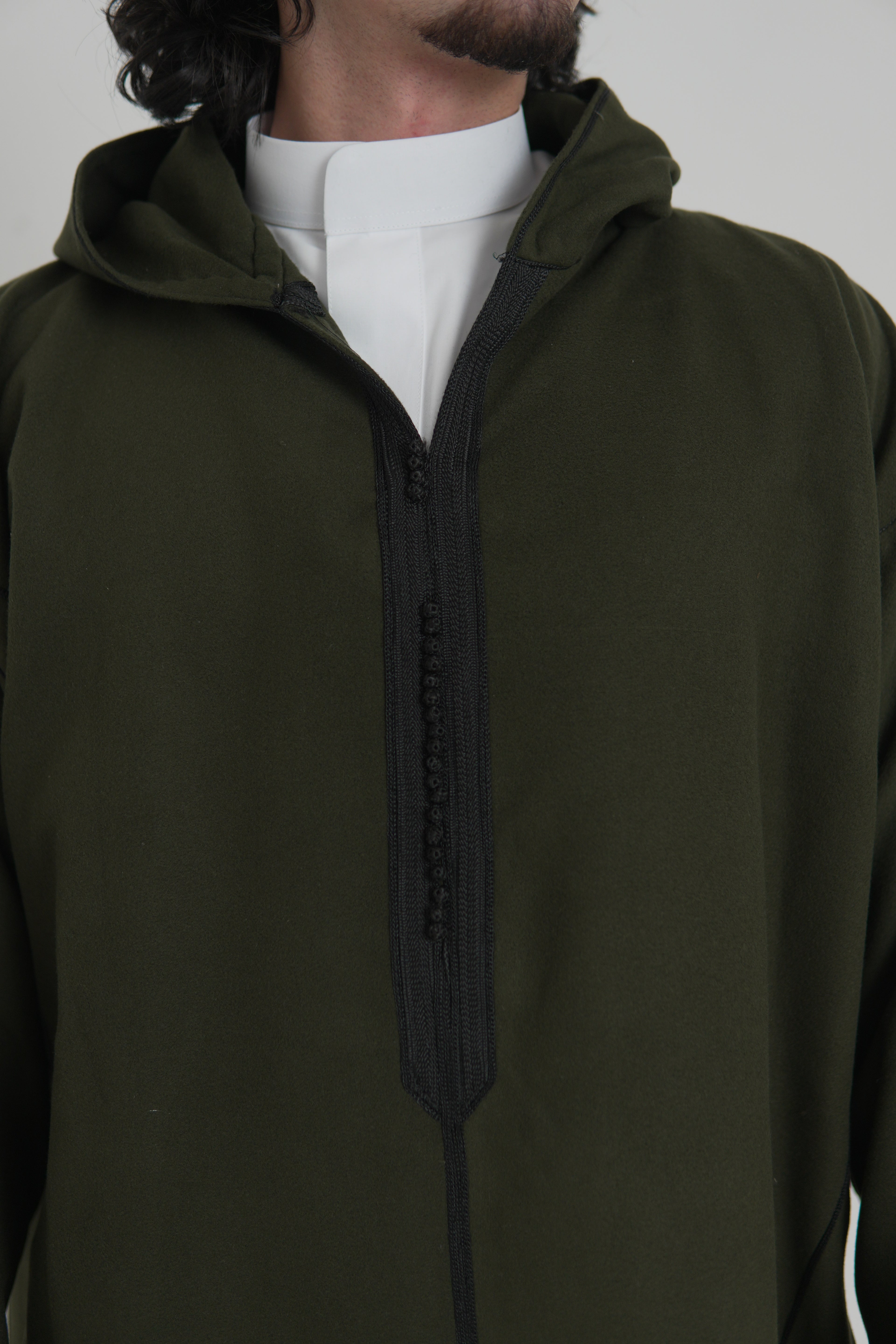 Men’s Khaki Moroccan Djellaba – Traditional Hooded Thobe