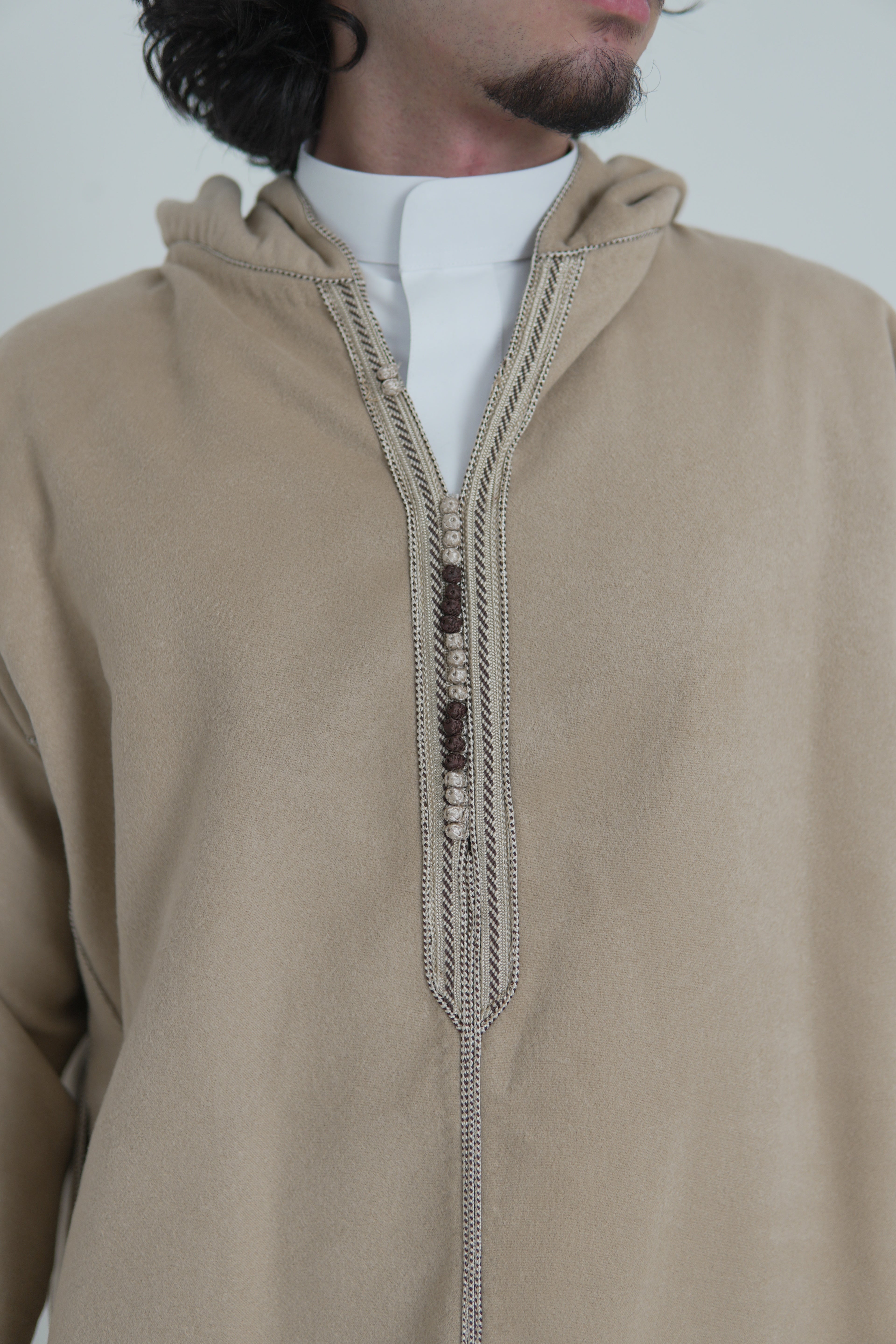 Men’s Oat Moroccan Djellaba – Traditional Hooded Thobe