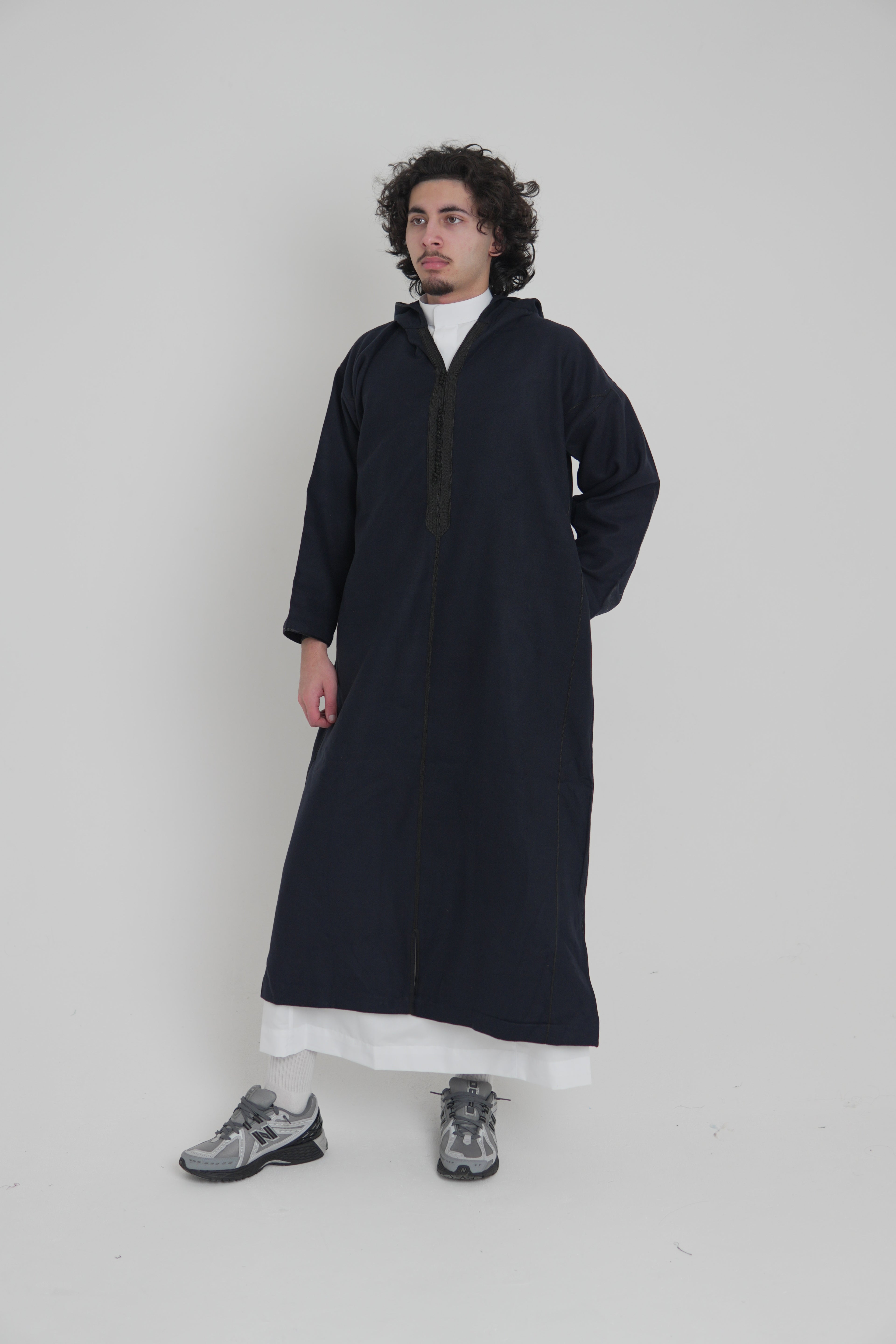 Men’s Navy Moroccan Djellaba – Traditional Hooded Thobe