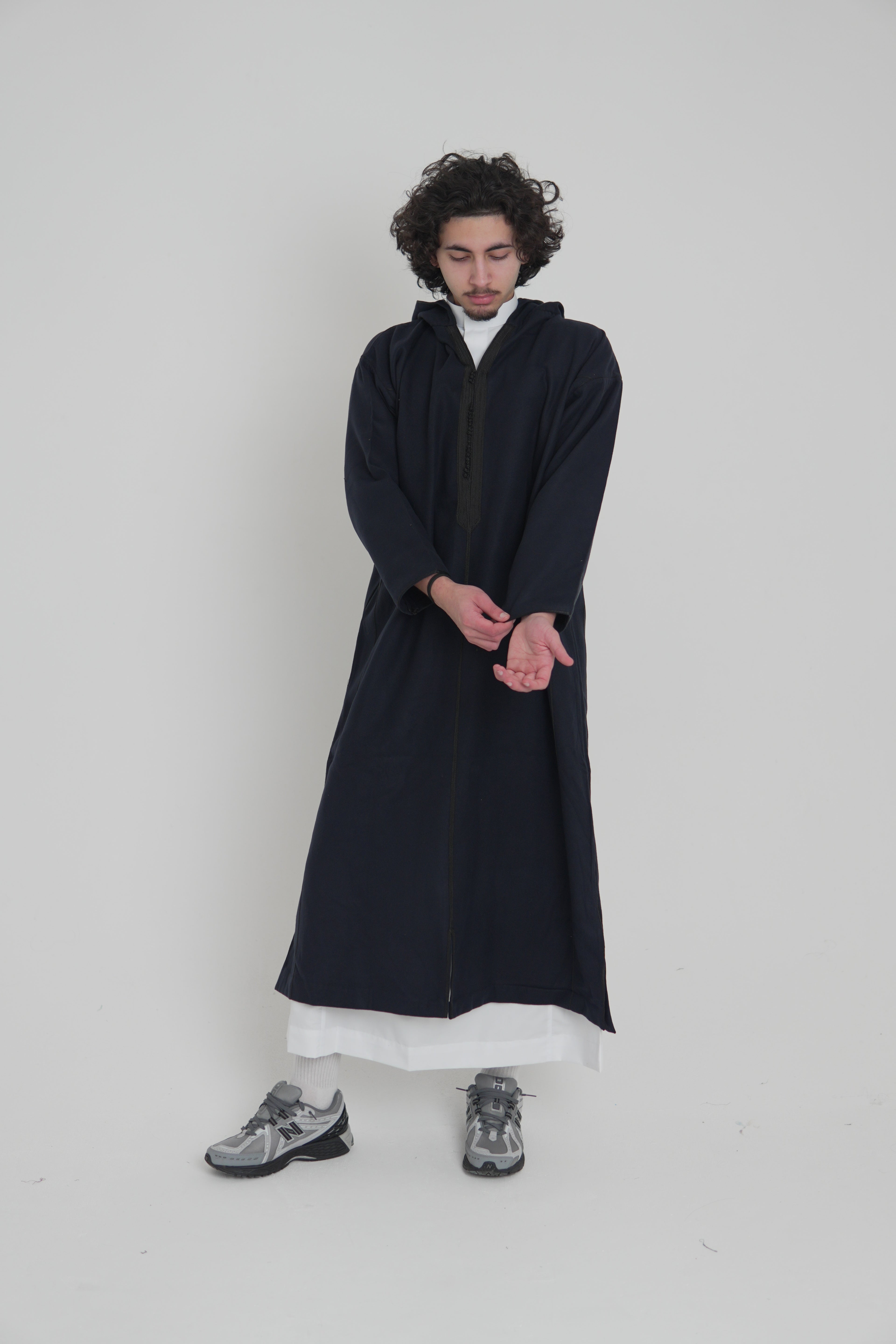 Men’s Navy Moroccan Djellaba – Traditional Hooded Thobe