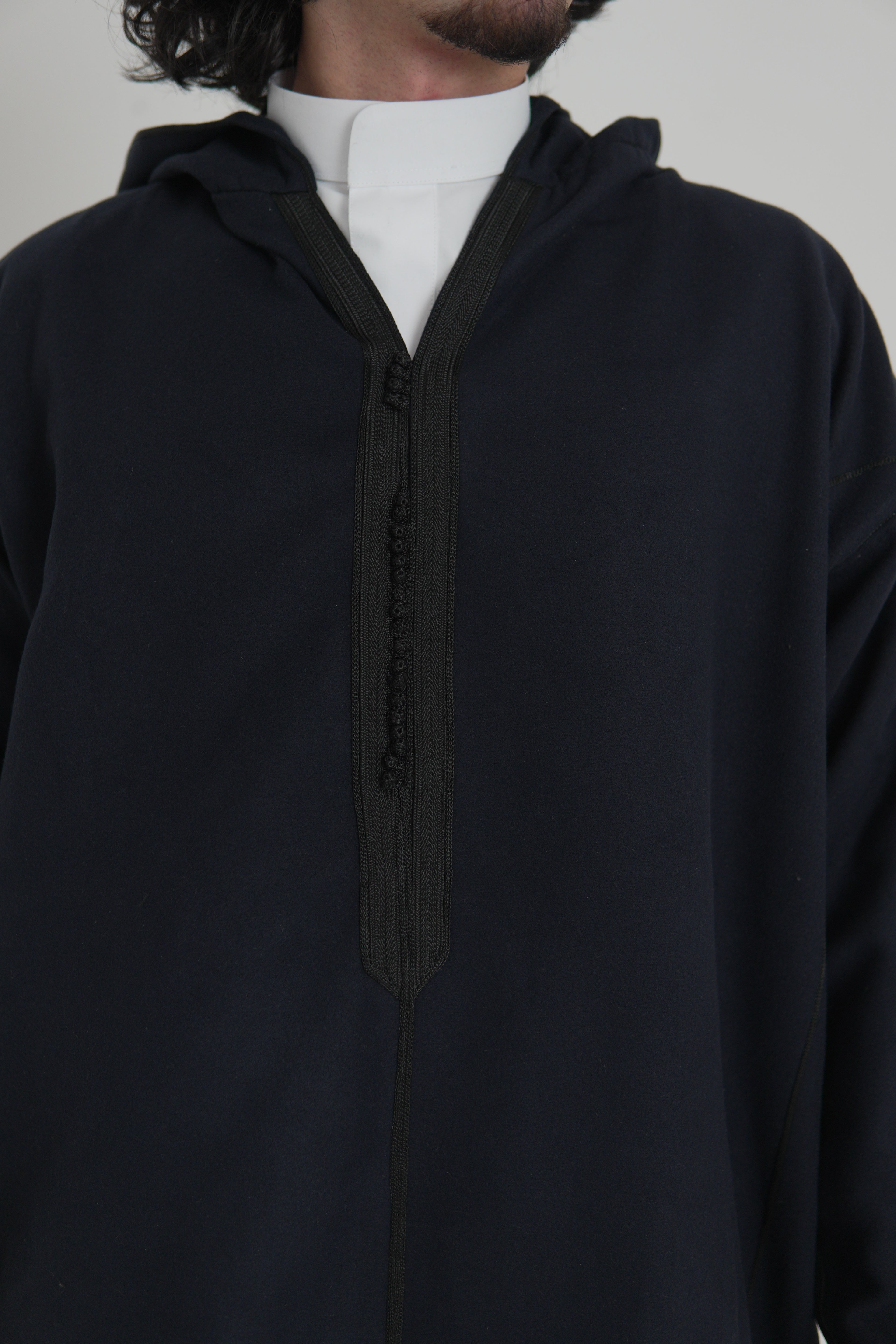 Men’s Navy Moroccan Djellaba – Traditional Hooded Thobe