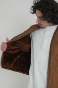 Brown Farwa Gilet - Men's Bodycoat front view – From #1 Shop YAZIR – YAZIRCO