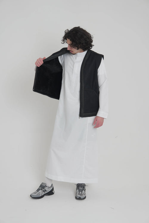 Black Farwa Gilet - Men's Bodycoat front view – From #1 Shop YAZIR – YAZIRCO