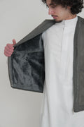 Grey Farwa Gilet - Men's Bodycoat front view – From #1 Shop YAZIR – YAZIRCO