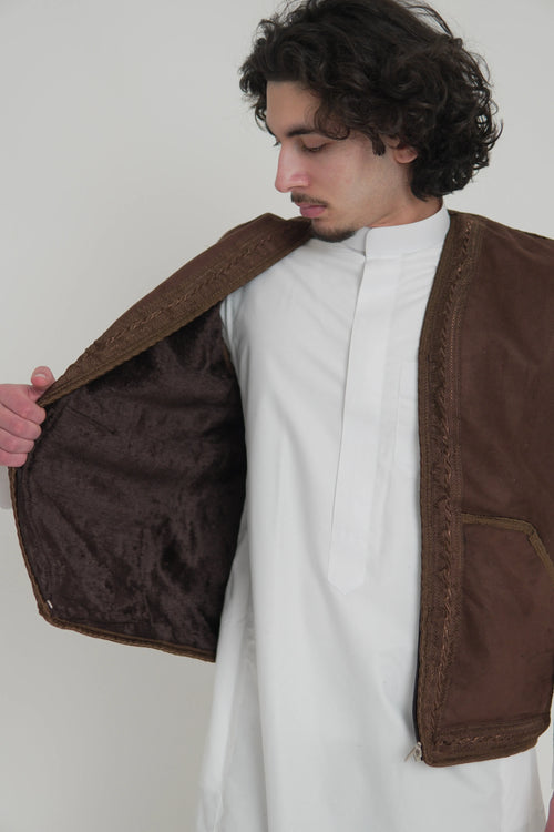 Dark Brown Farwa Gilet - Men's Bodycoat product detail – From #1 Shop YAZIR – YAZIRCO