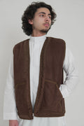 Dark Brown Farwa Gilet - Men's Bodycoat front view – From #1 Shop YAZIR – YAZIRCO
