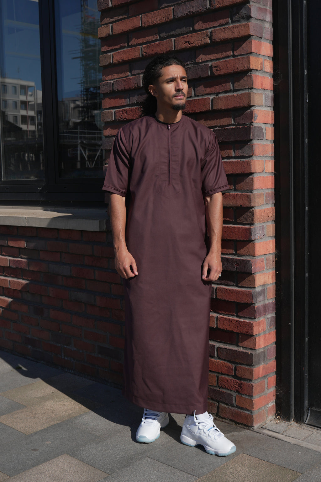 Premium Maroon Emirati Half Sleeve Thobe