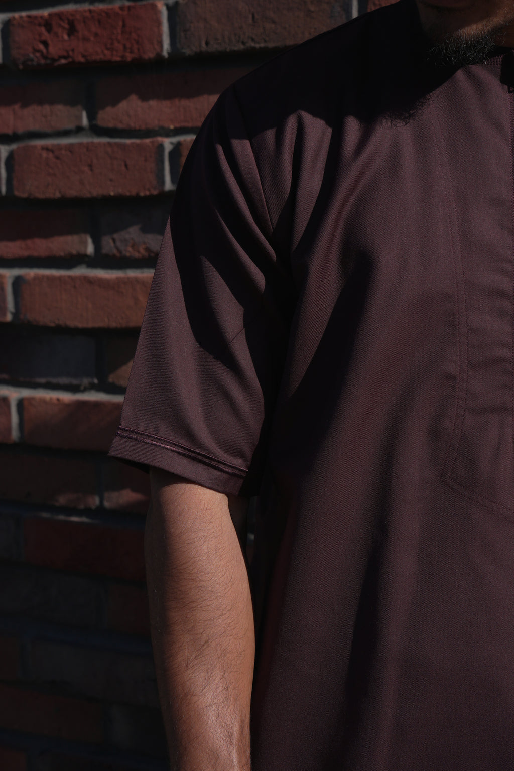 Premium Maroon Emirati Half Sleeve Thobe