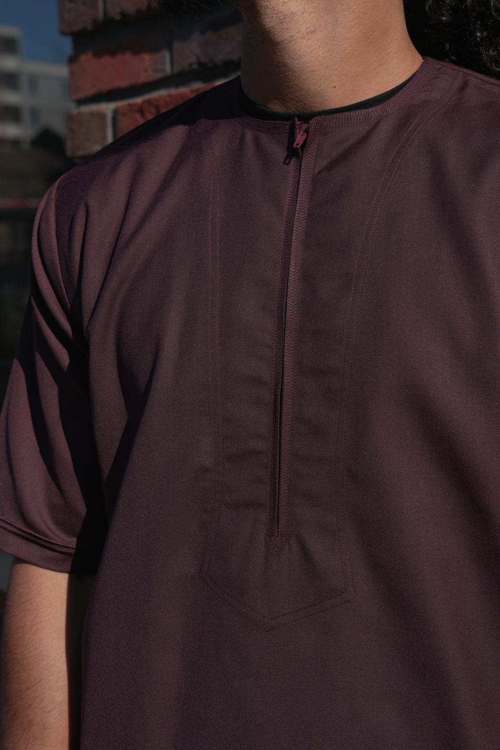 Premium Maroon Emirati Half Sleeve Thobe