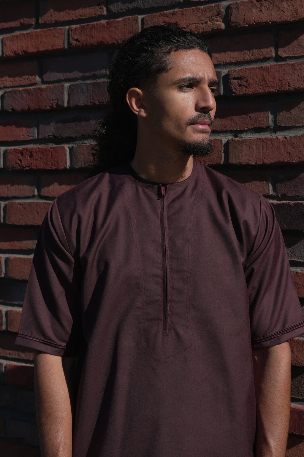 Premium Maroon Emirati Half Sleeve Thobe