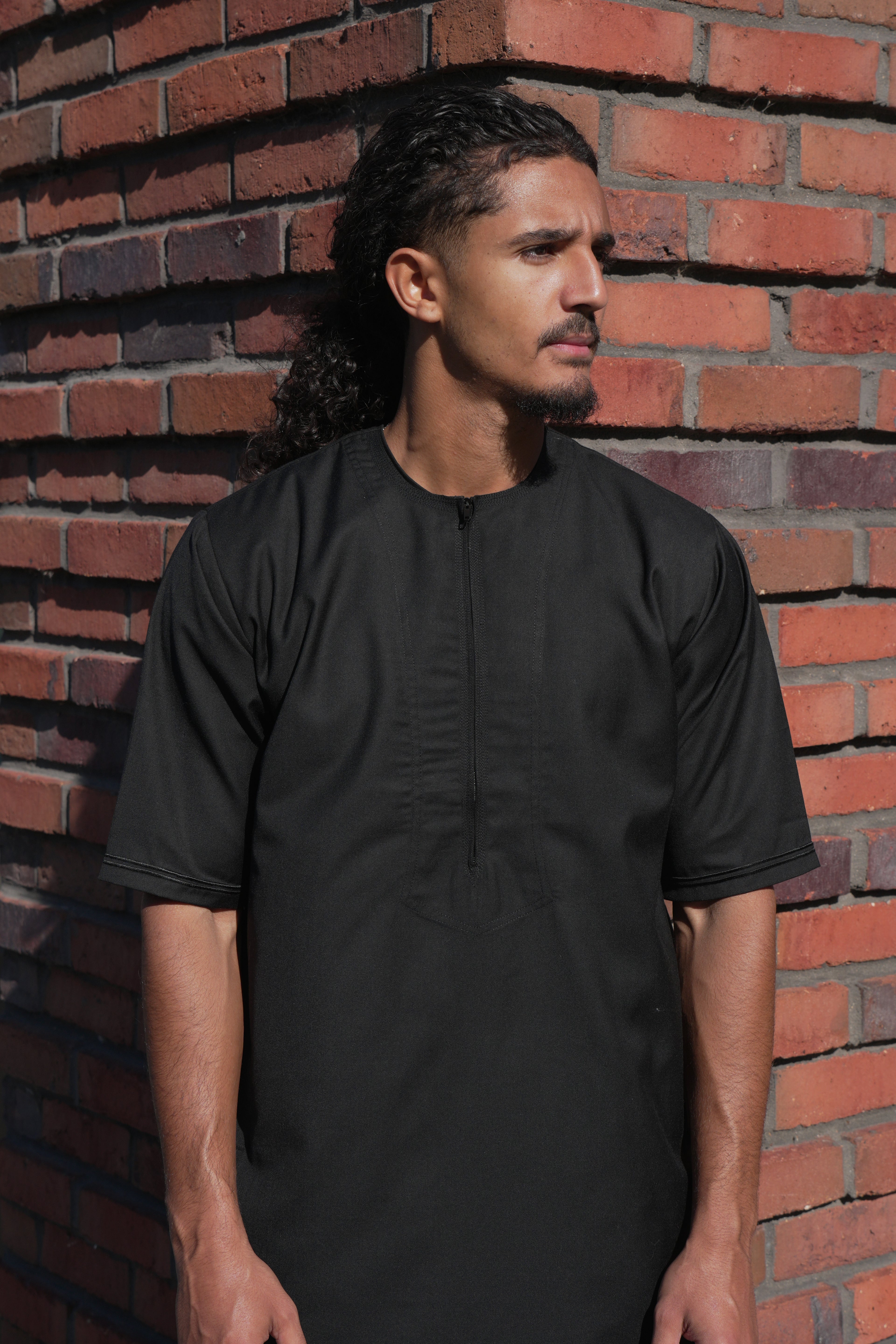 Premium Black Emirati Half Sleeve Thobe