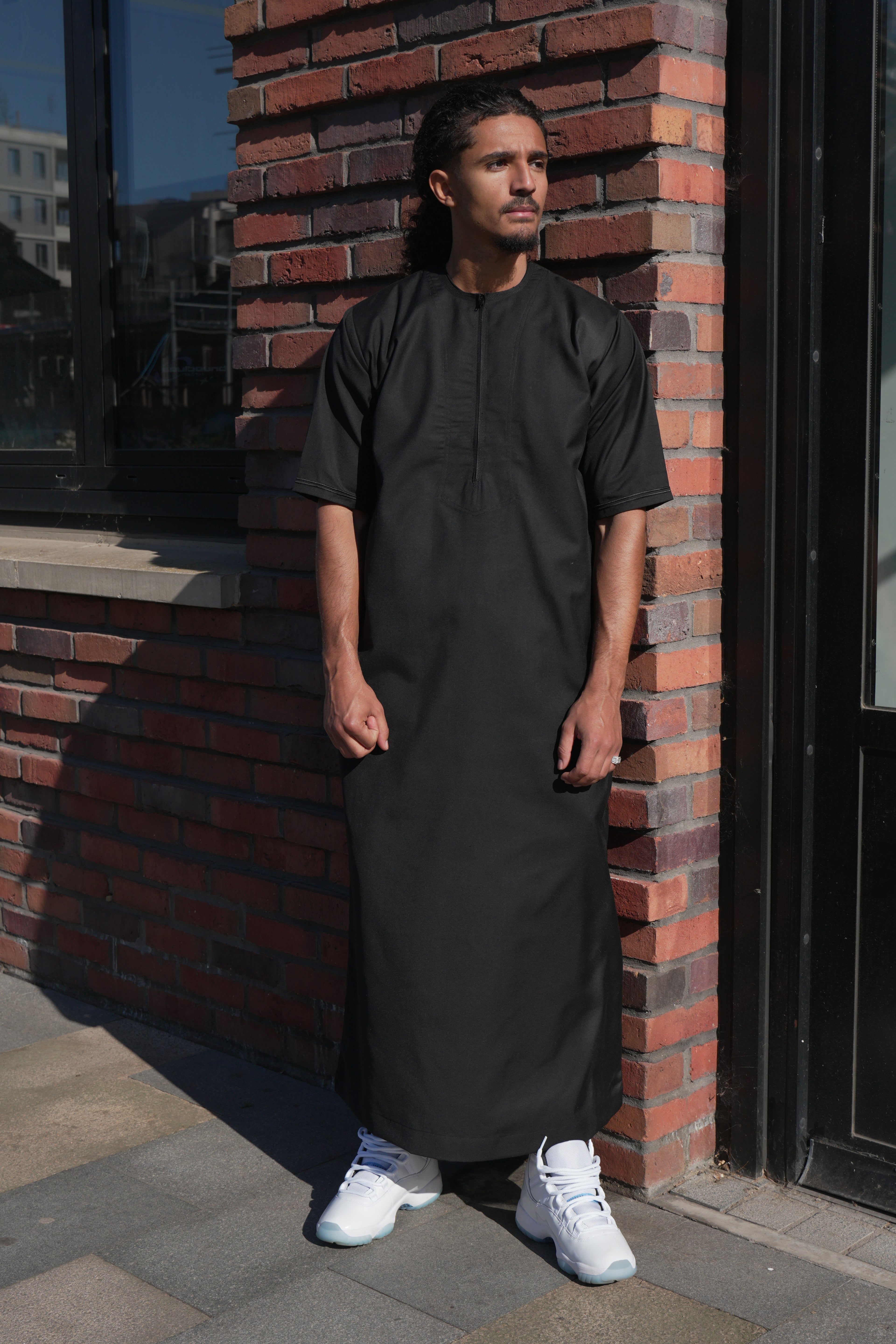 Premium Black Emirati Half Sleeve Thobe