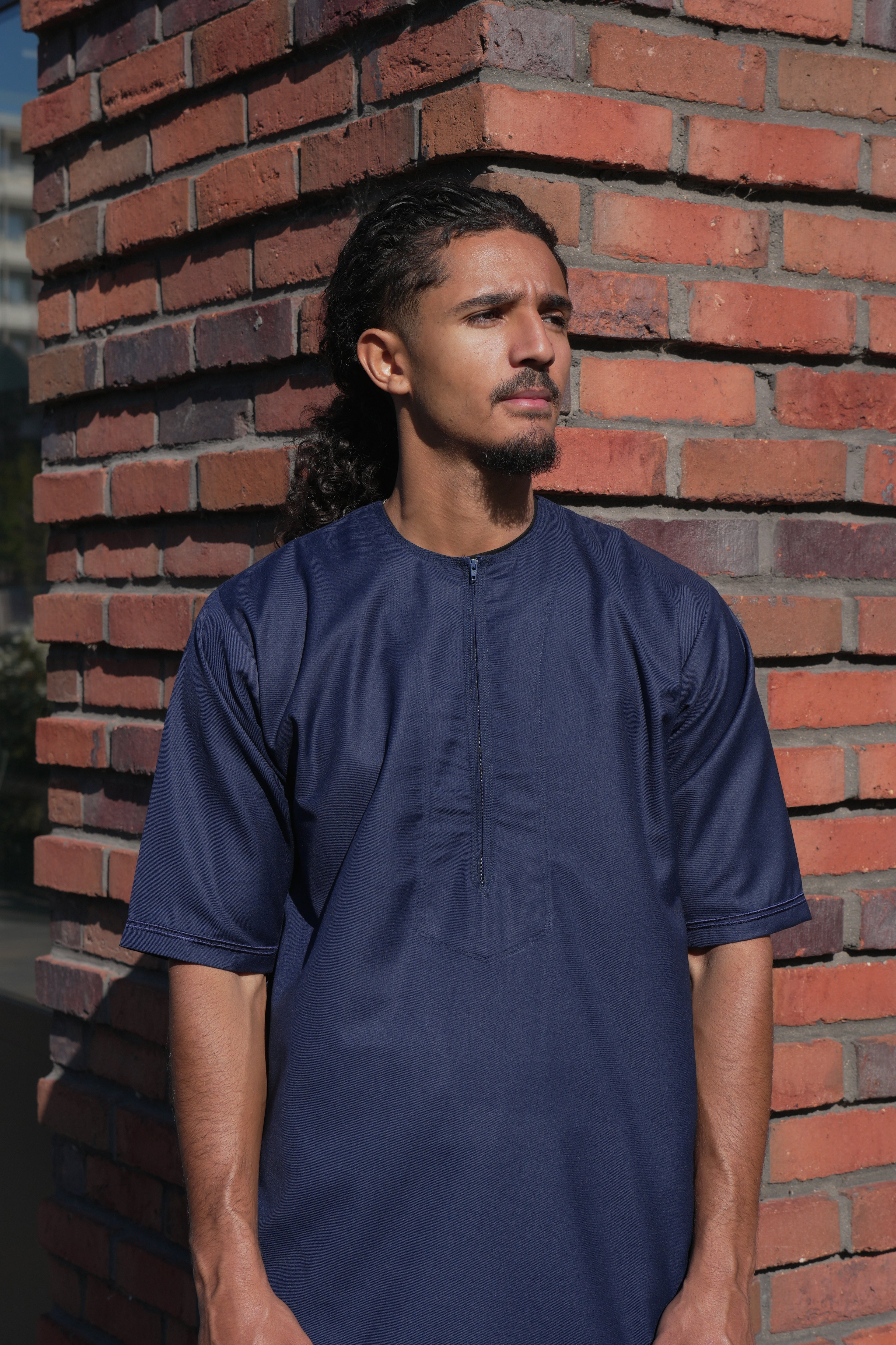 Premium Navy Emirati Half Sleeve Thobe