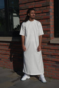 Premium White Emirati Half Sleeve Thobe front view – From #1 Shop YAZIR – YAZIRCO