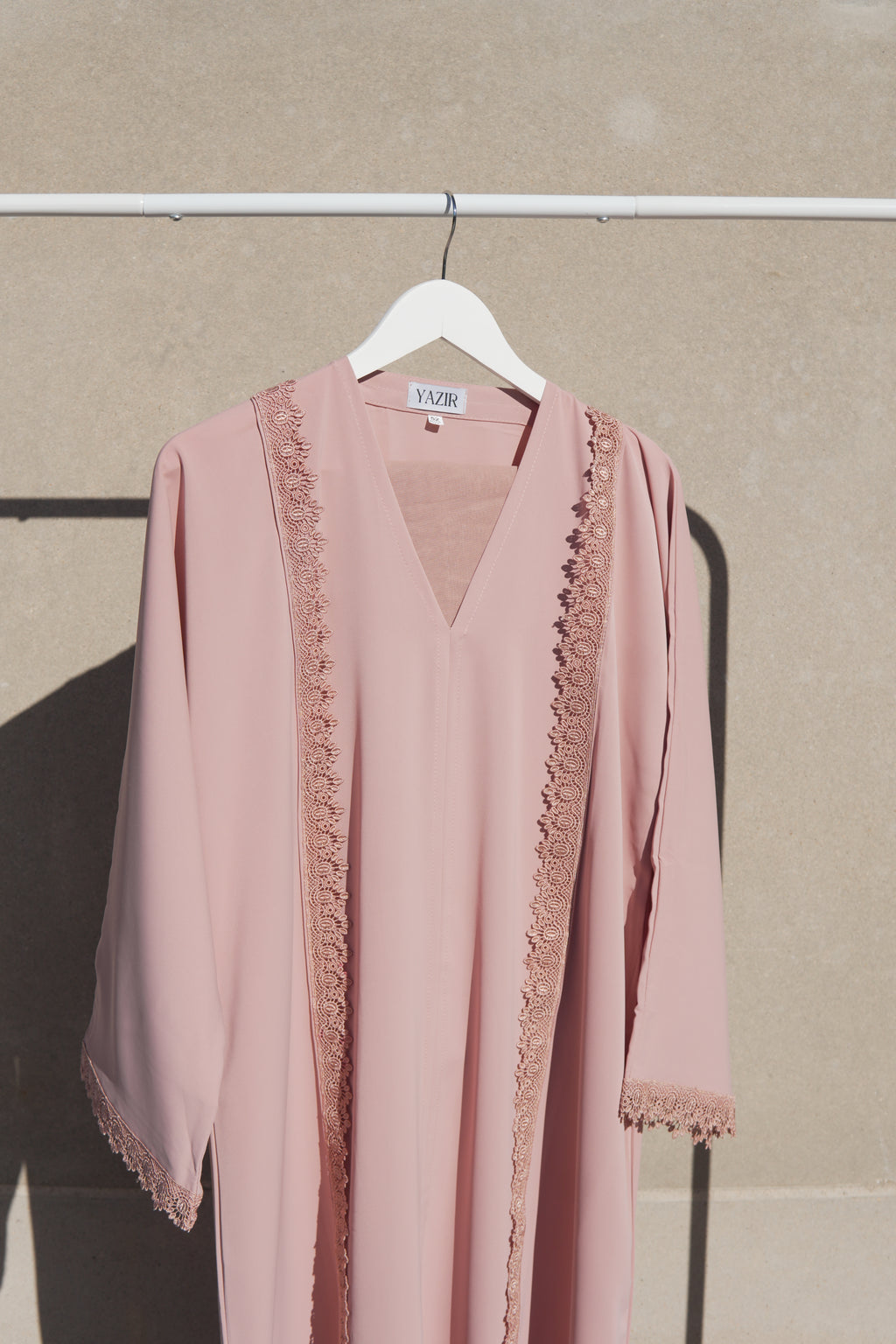 Velina Lace Abaya 2 Piece Set – Blush Pink Modest Abaya & Hijab