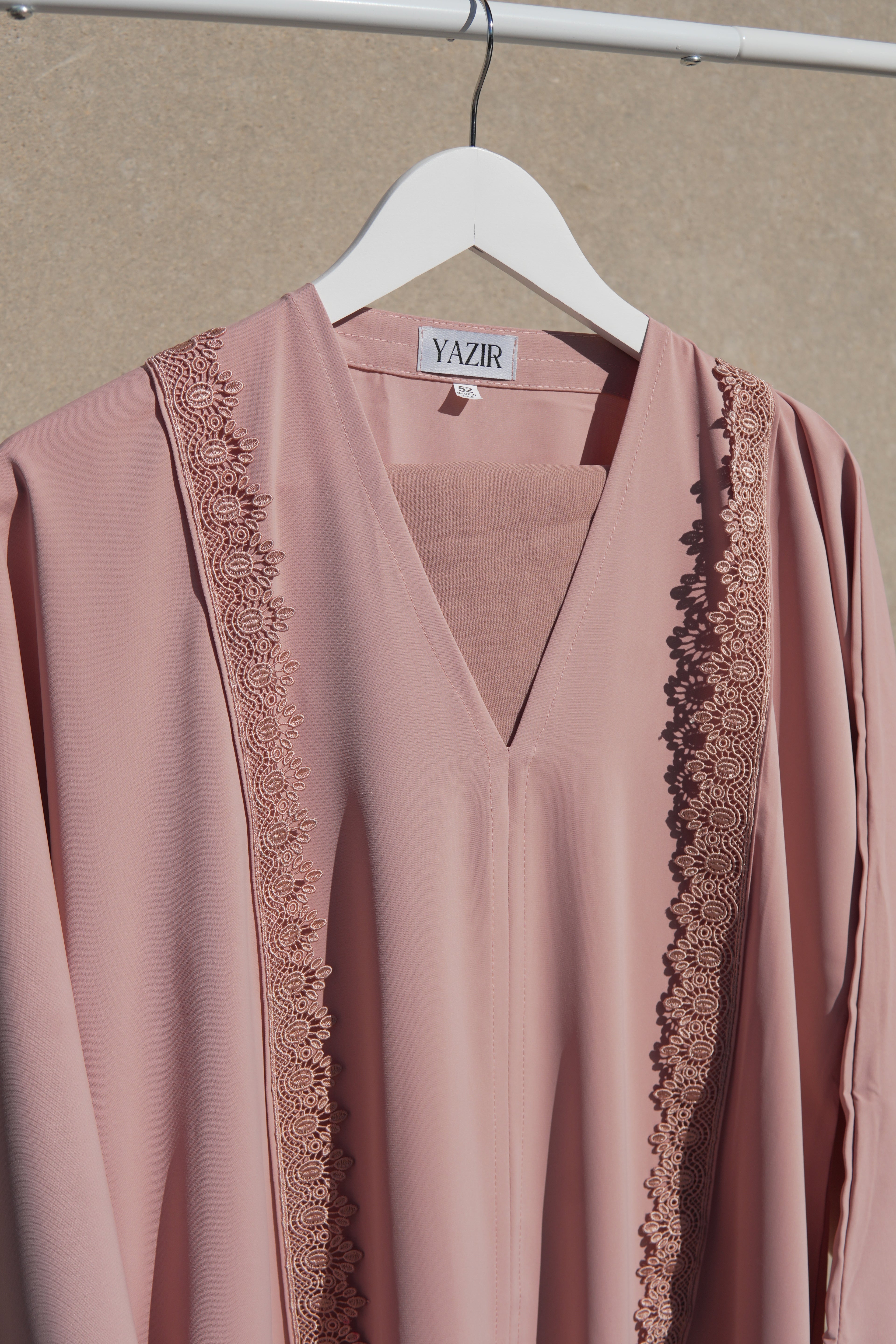 Velina Lace Abaya 2 Piece Set – Blush Pink Modest Abaya & Hijab
