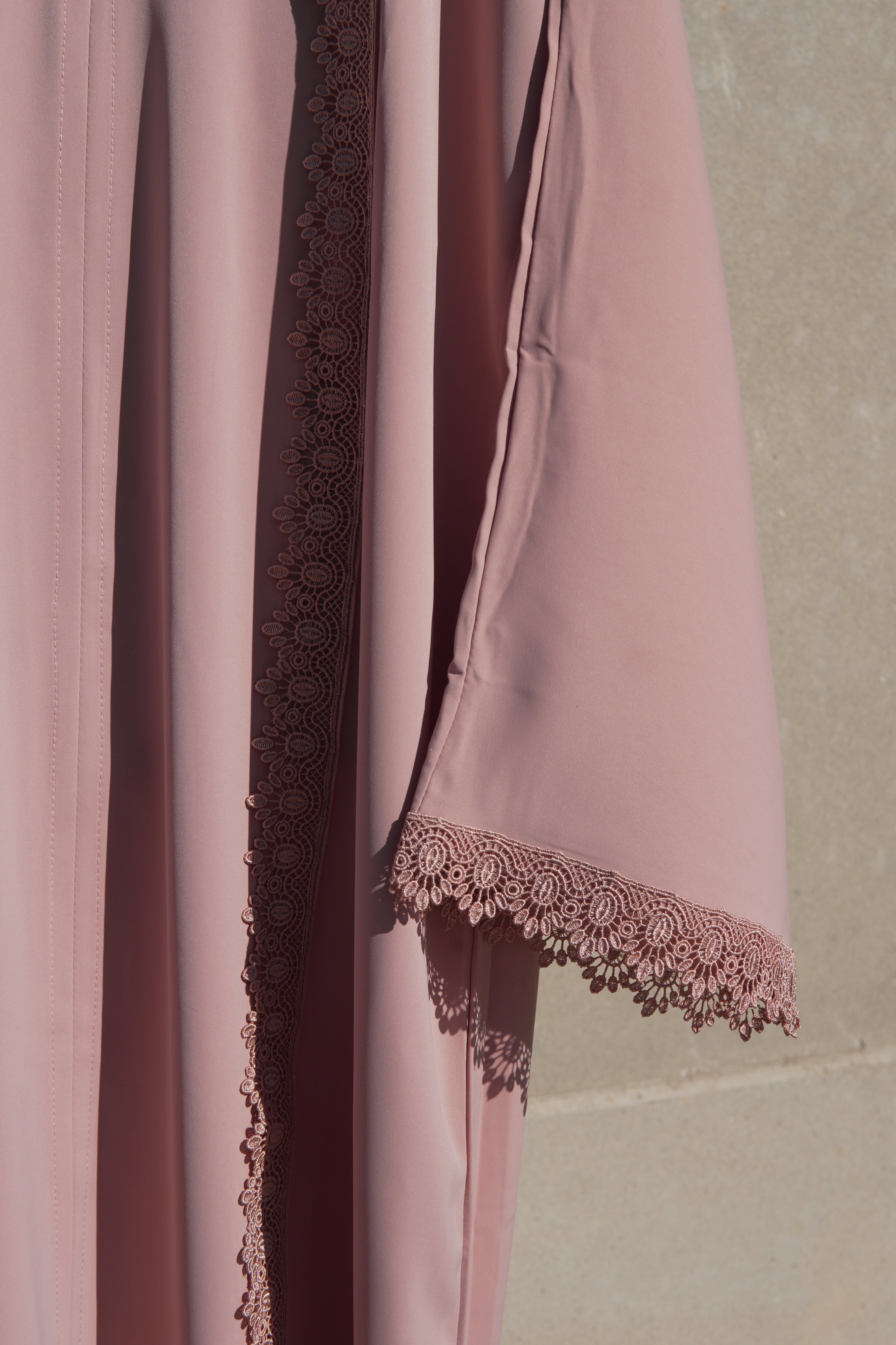 Velina Lace Abaya 2 Piece Set – Blush Pink Modest Abaya & Hijab