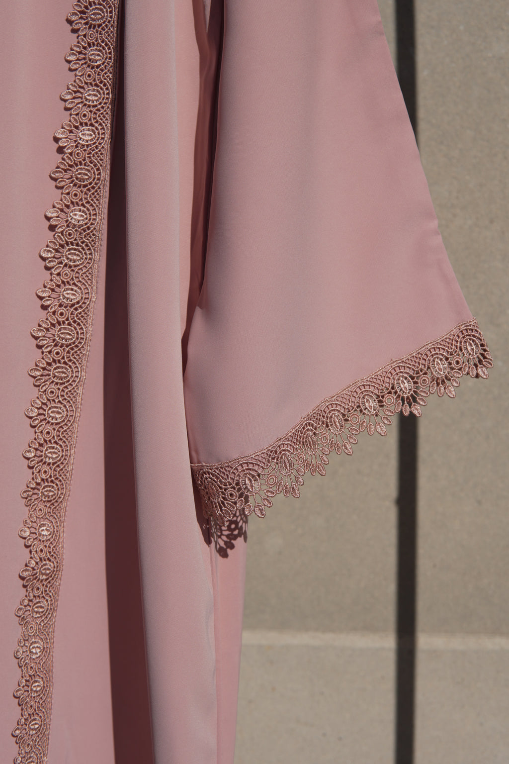 Velina Lace Abaya 2 Piece Set – Blush Pink Modest Abaya & Hijab