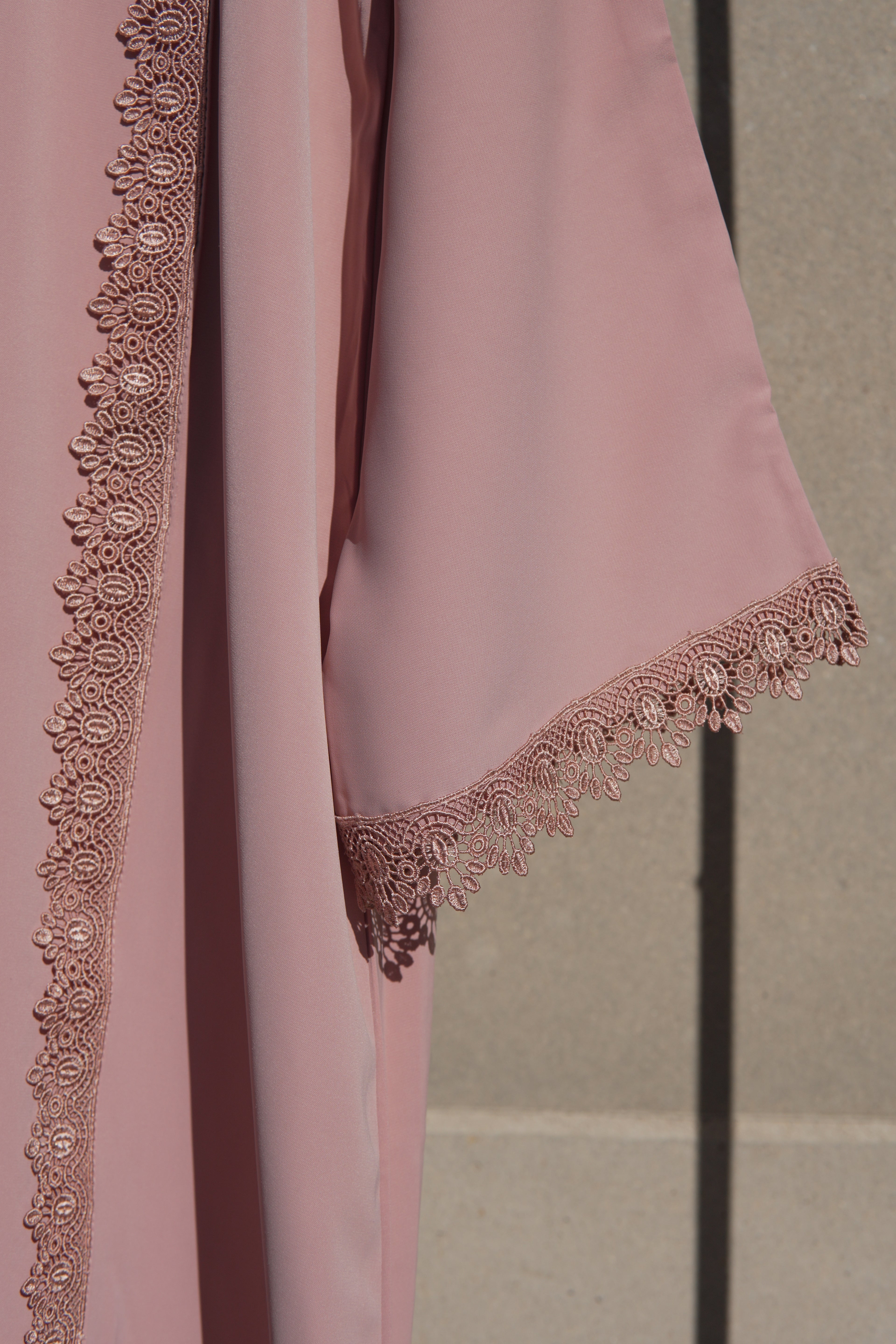 Velina Lace Abaya 2 Piece Set – Blush Pink Modest Abaya & Hijab